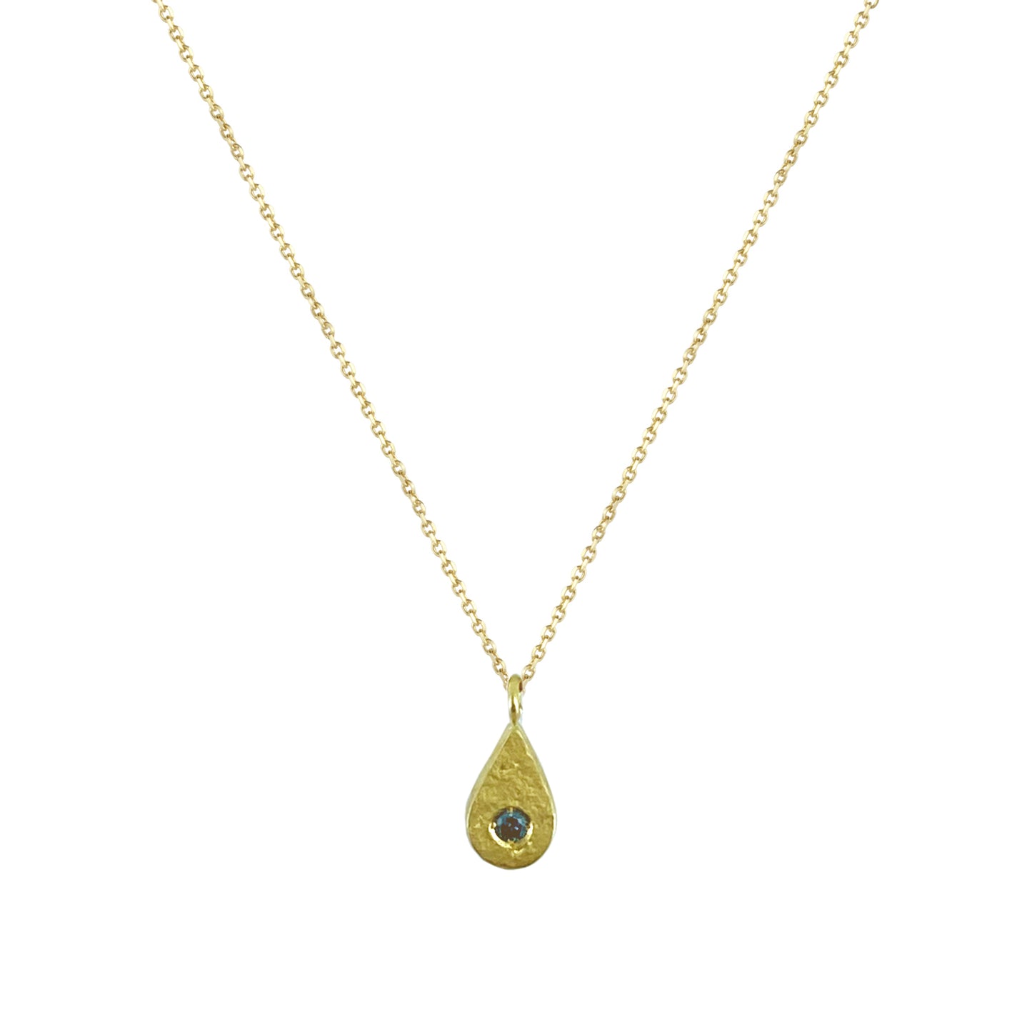 Pear Shape Pendant Necklace with Blue Diamond