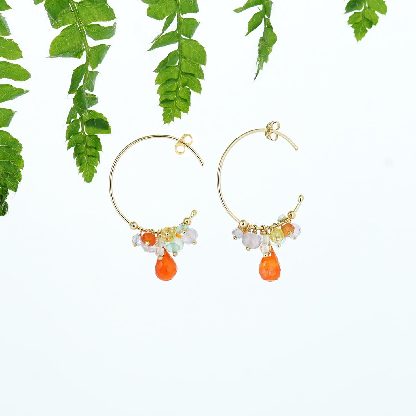 Sweet Pea 18ct gold Candy Coloured Cloud beaded Hoops