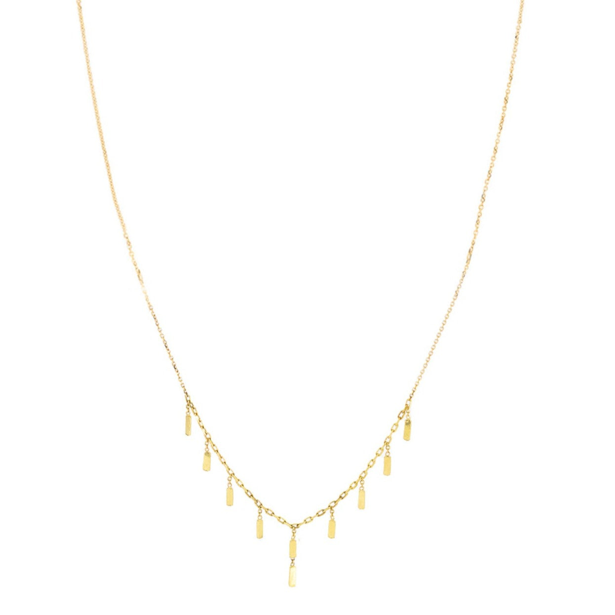 Enchanting Gold Bar Charm Necklace close up