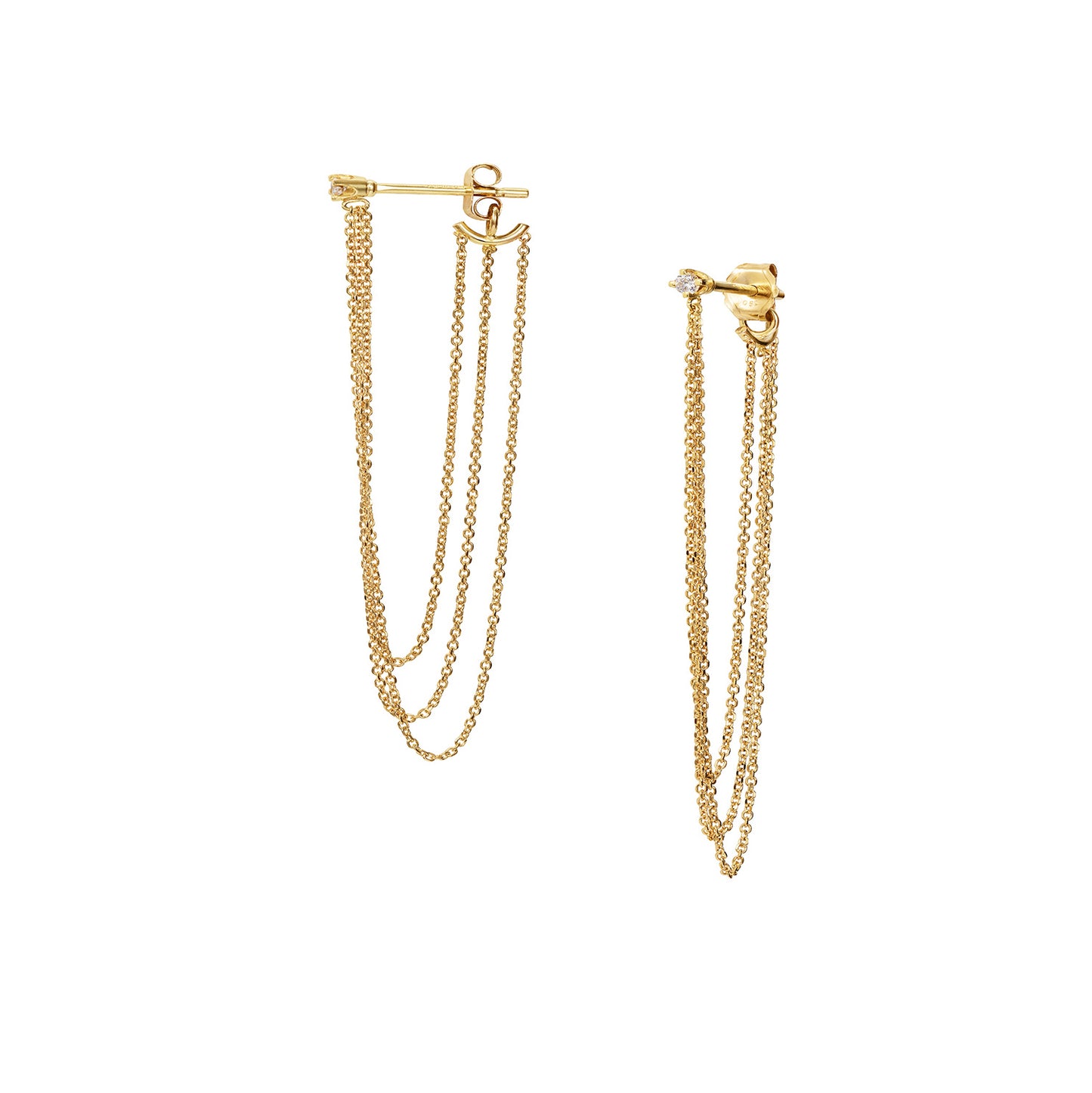 Nouveau Now White Diamond Front to Back Short Earrings