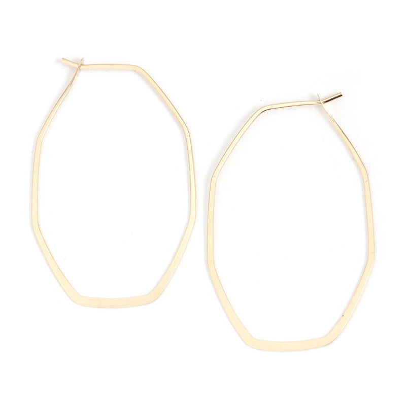 Melissa Joy Manning Herkimer shaped large gold hoop earrings