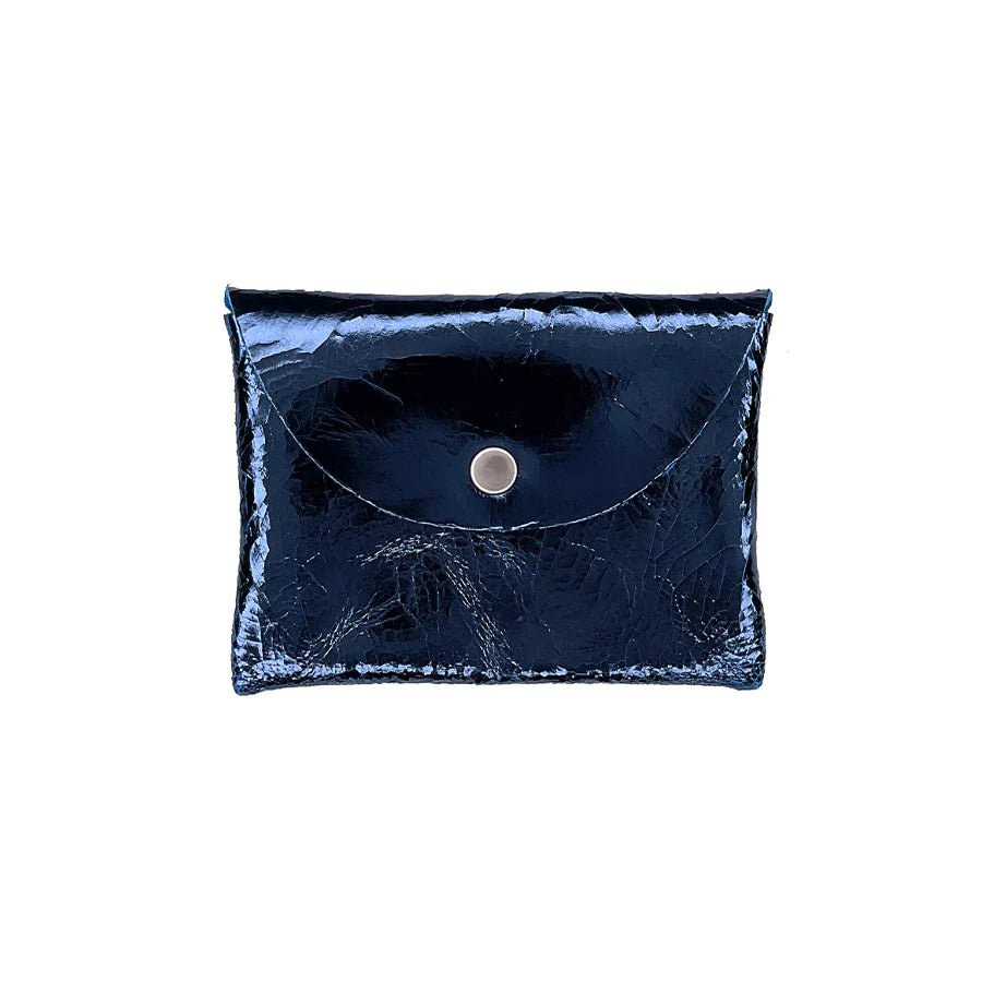 'Lili' Leather Pouch - Foil Royal Blue