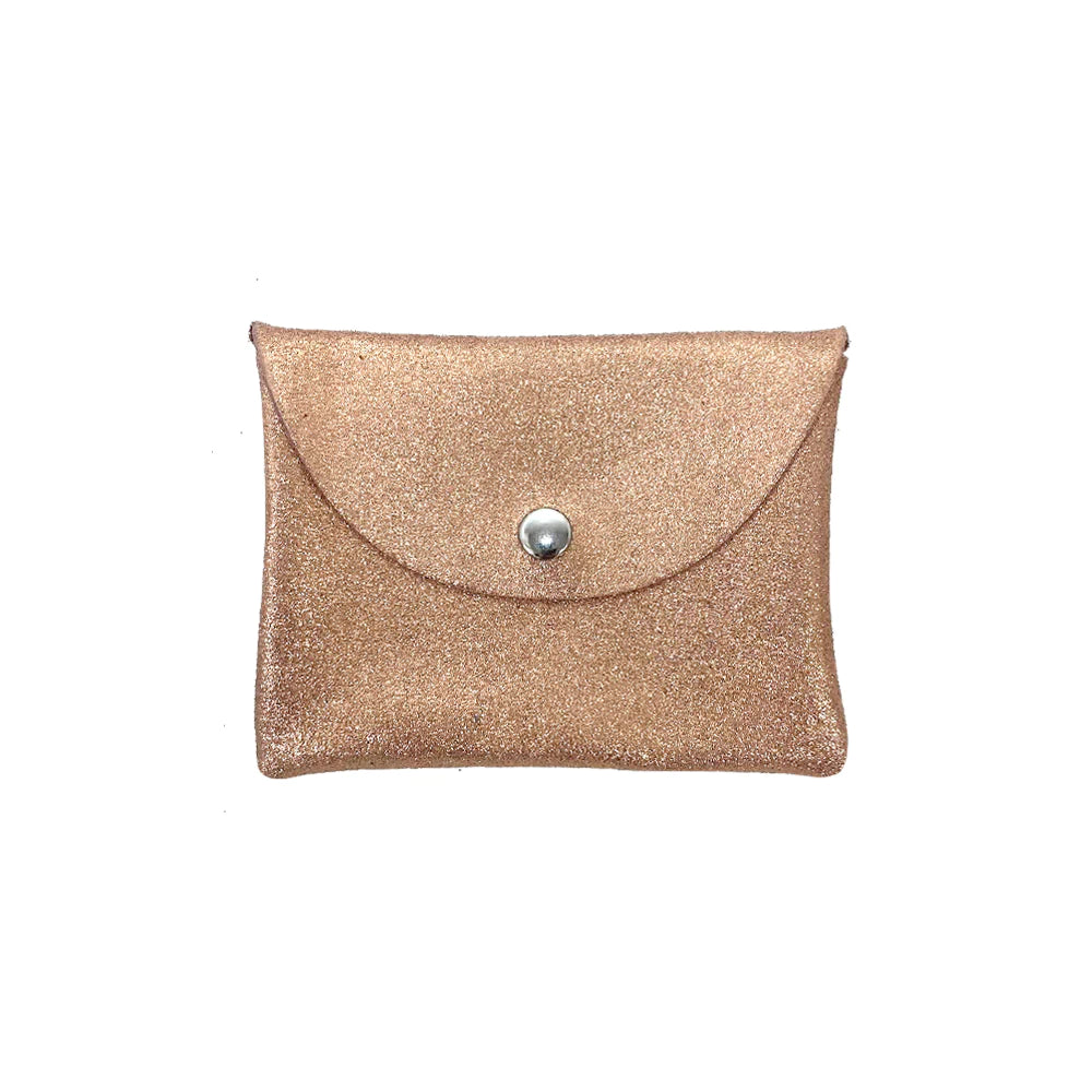 'Lili' Leather Pouch - Sparkle Peach