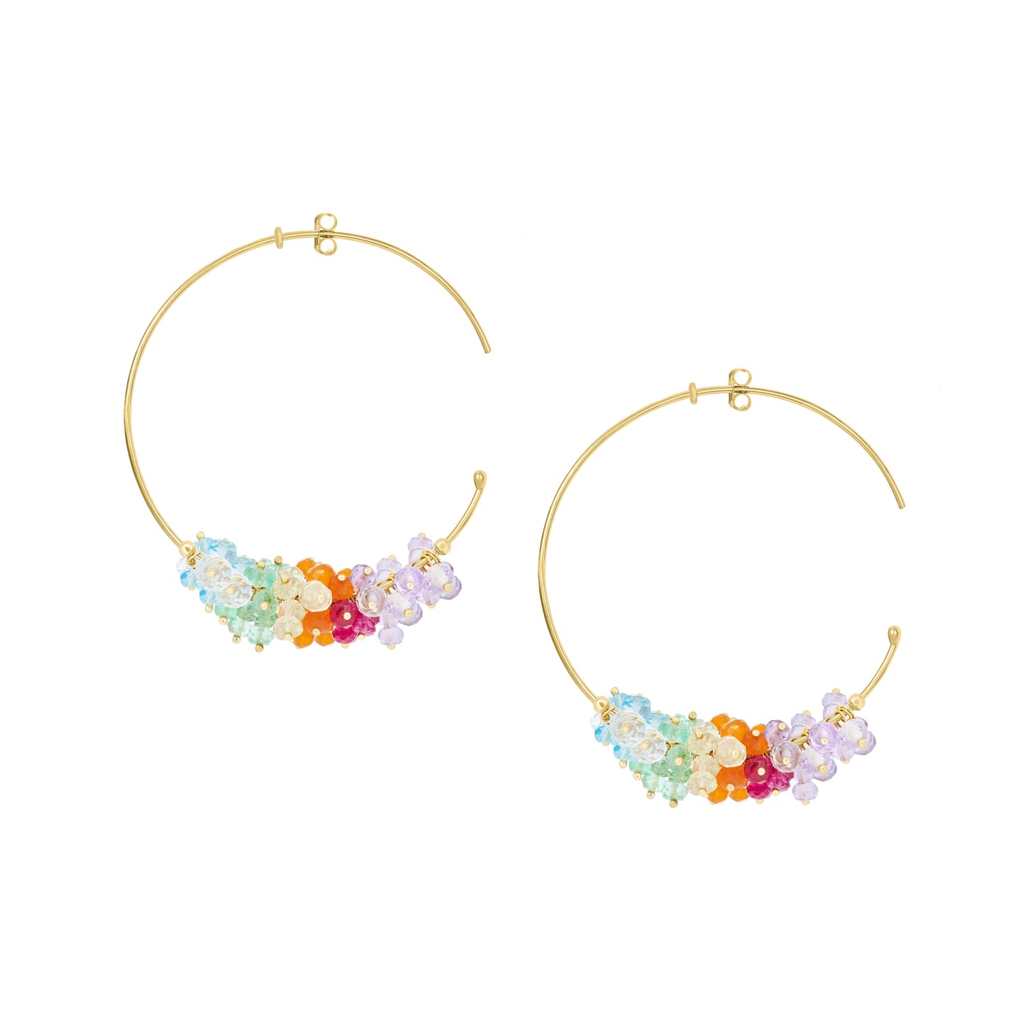 Sweet Pea 18ct gold Love is Love Large rainbow Hoop Earrings