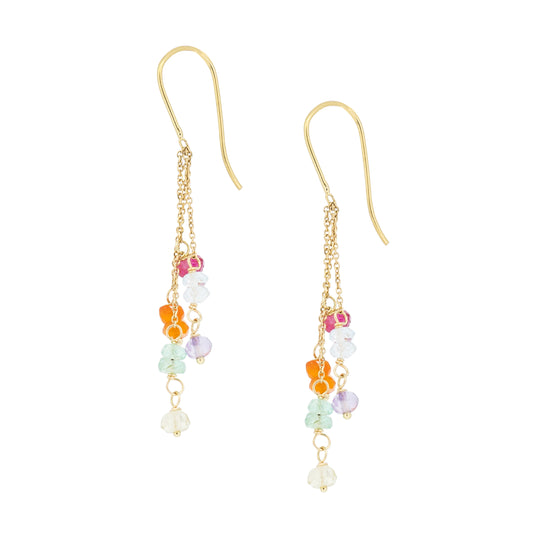 Sweet Pea 18ct gold Love is Love Chain Hook Rainbow Earrings