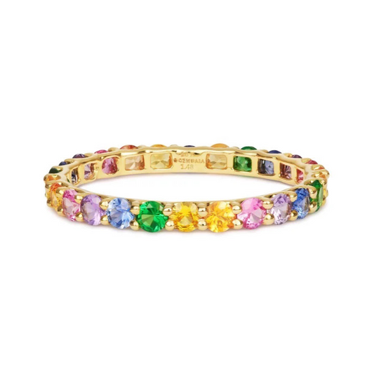 Skinny Rainbow Sapphire Ring