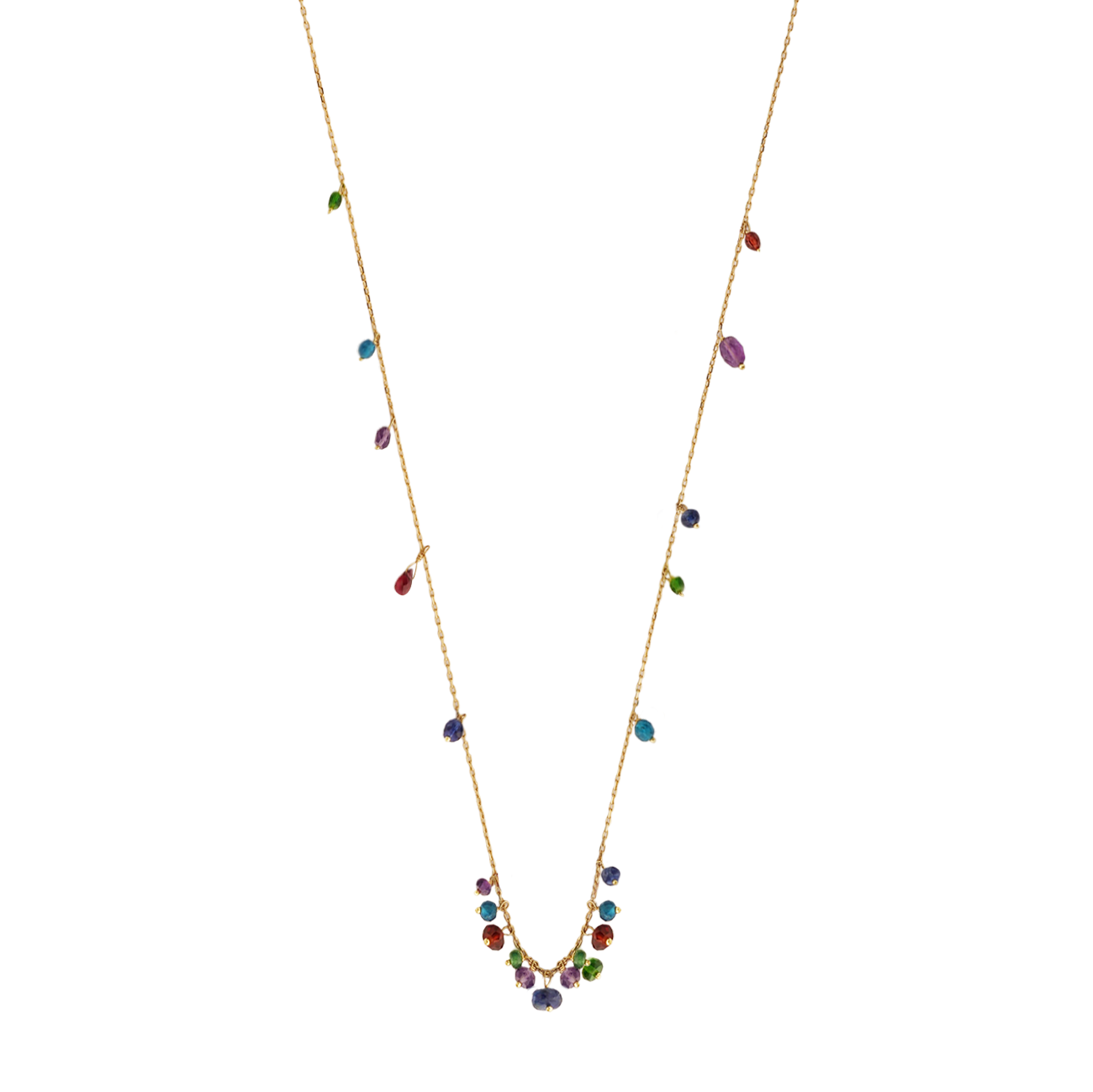 Sweet Pea 18ct gold necklace multi coloured beads from Crown Jewels collection