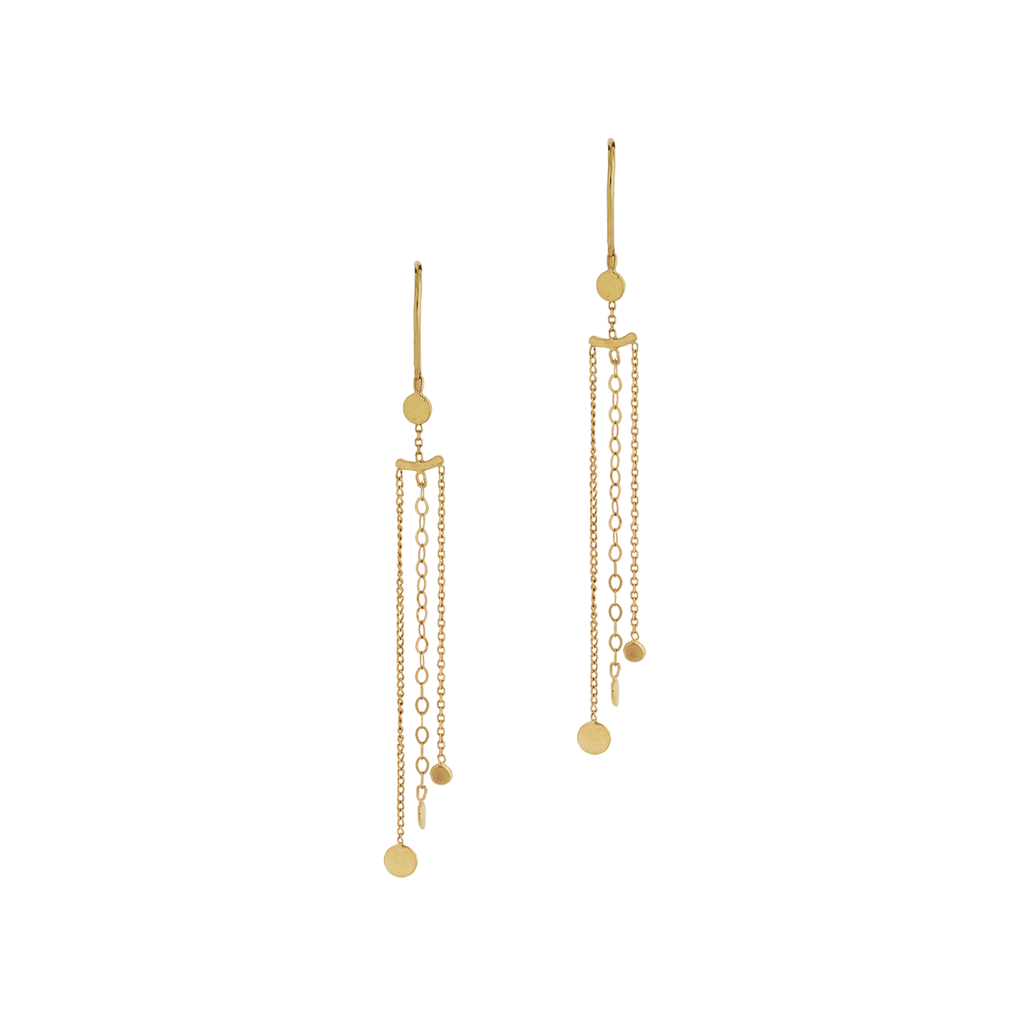 Sweet Pea 18ct yellow gold Ancient World hook and chain and disc earrings