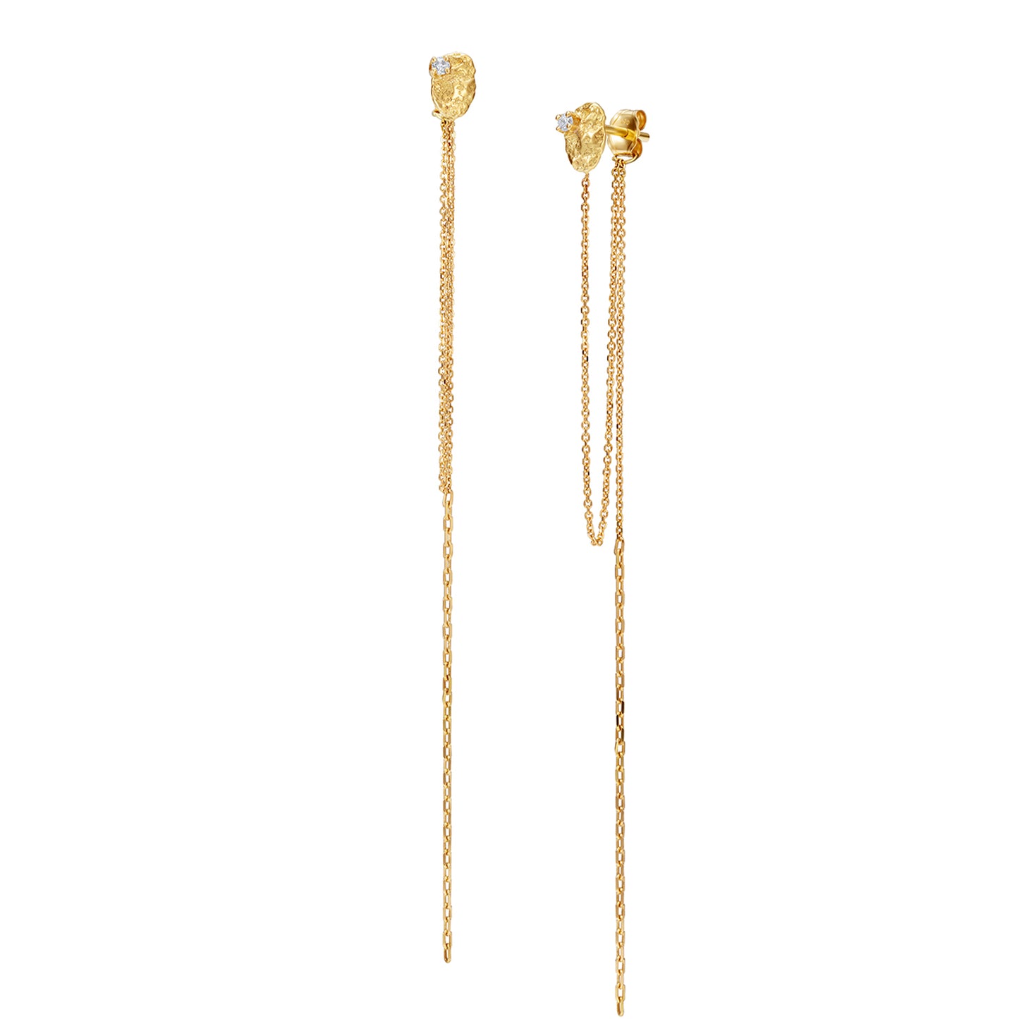 Moonscape Diamond Nugget Front to Back Chain Earrings
