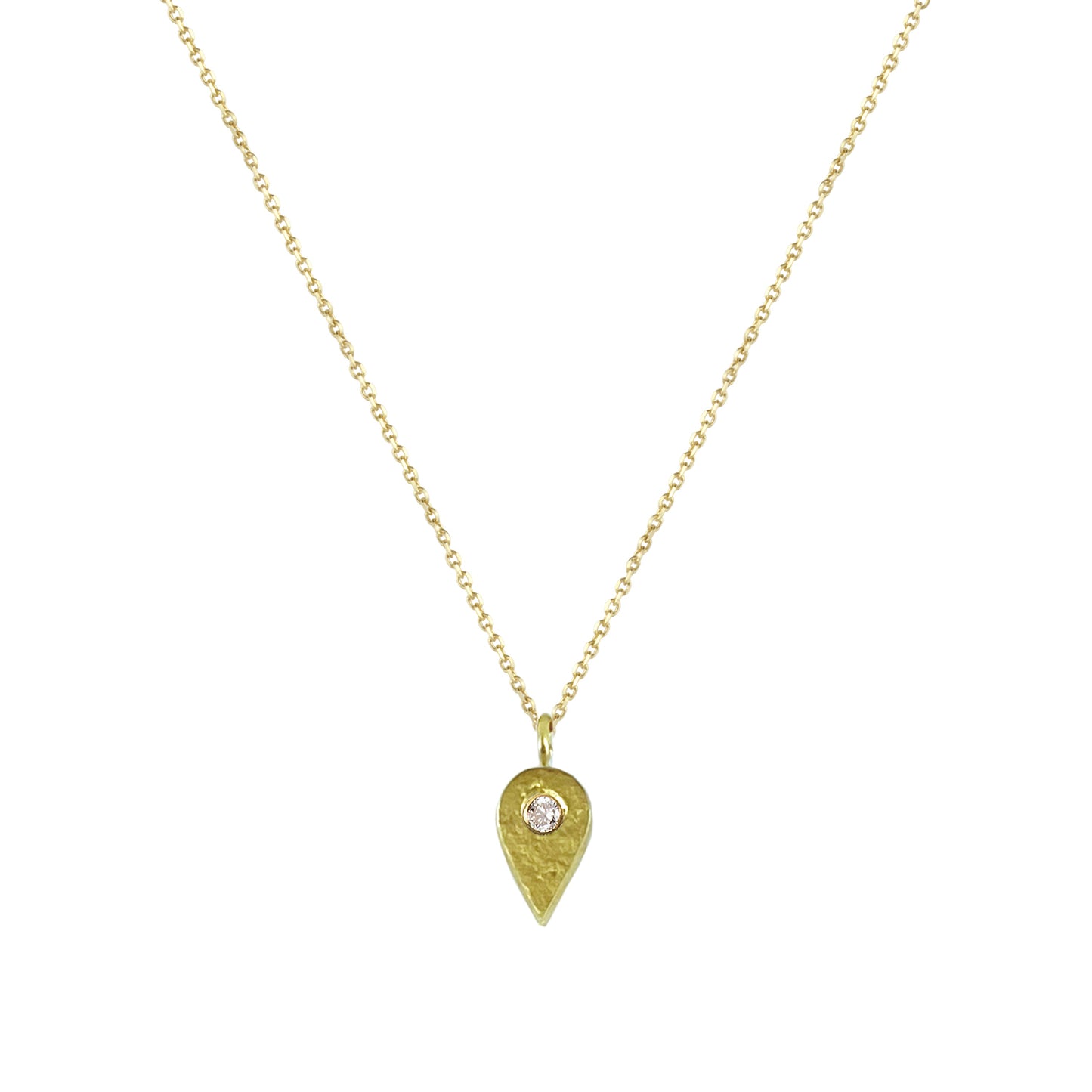 Tear Shape Pendant Necklace with White Diamond
