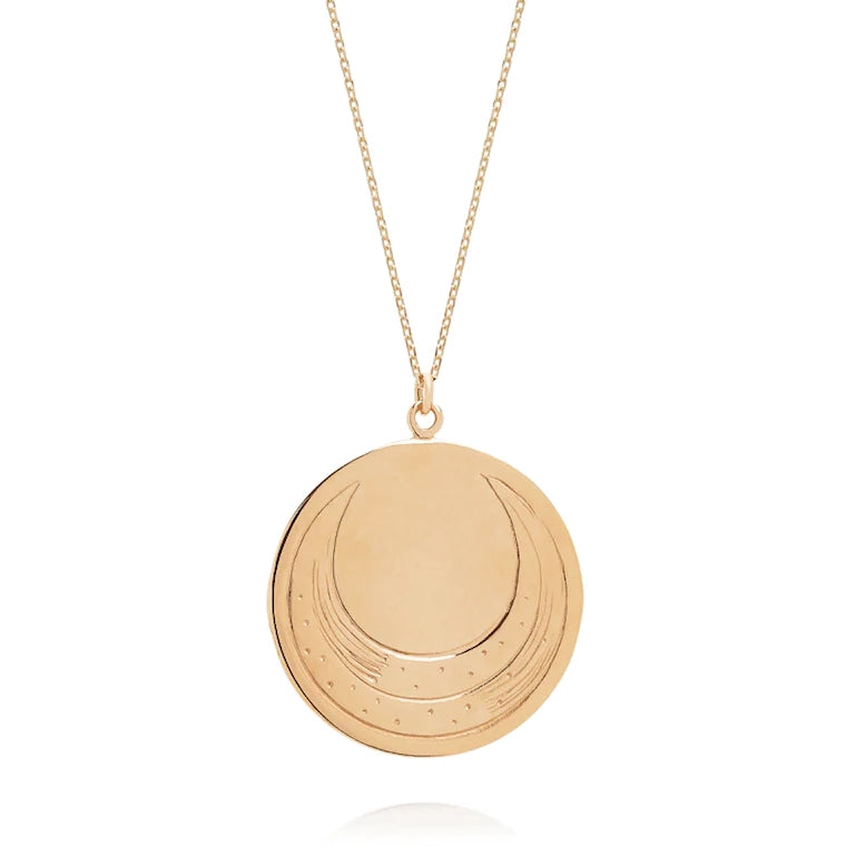 Laura Lee 9ct gold Luna Coin engraved pendant