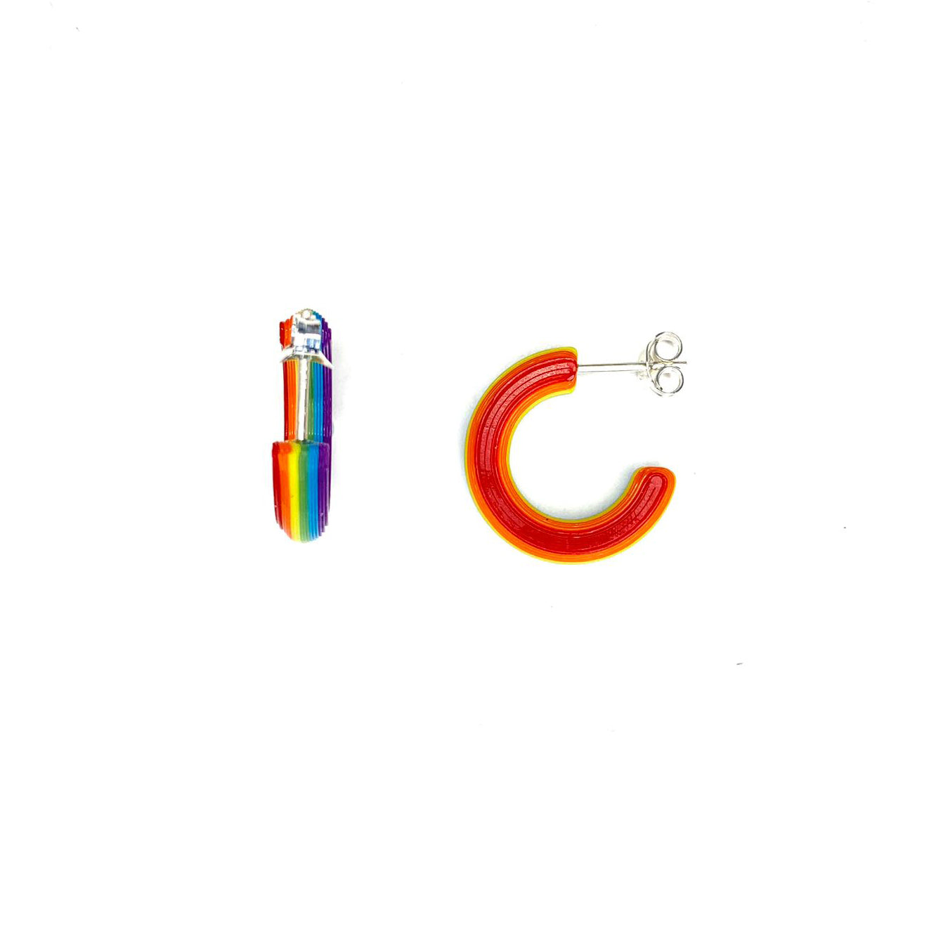 ZOe Sherwood rainbow 3d printed small hoop earrings