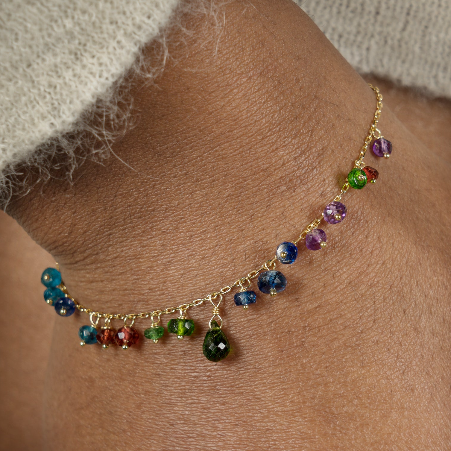 Sweet Pea 18ct gold beaded 'Crown Jewels' bracelet on model