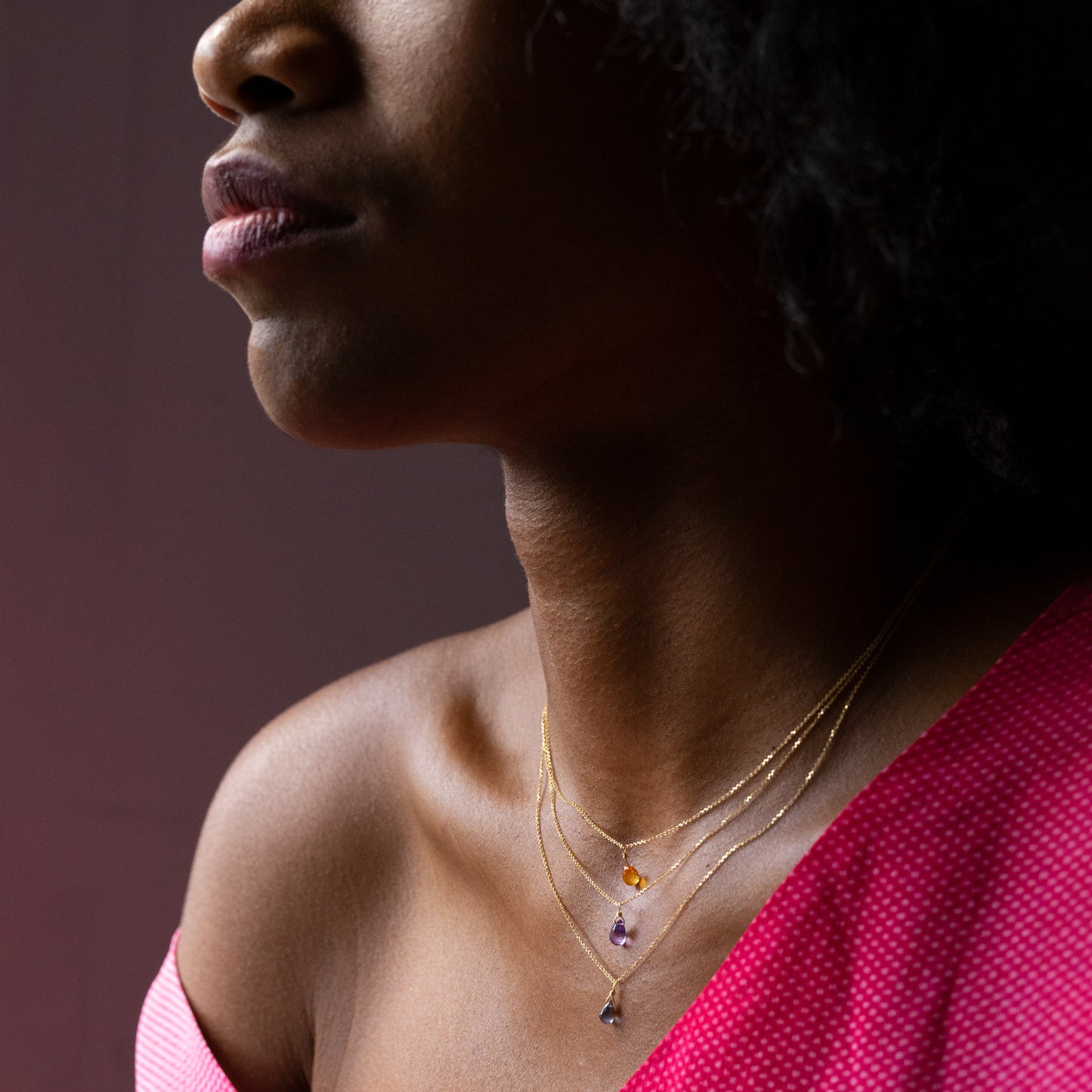 Sapphire Drop Necklace - Purple