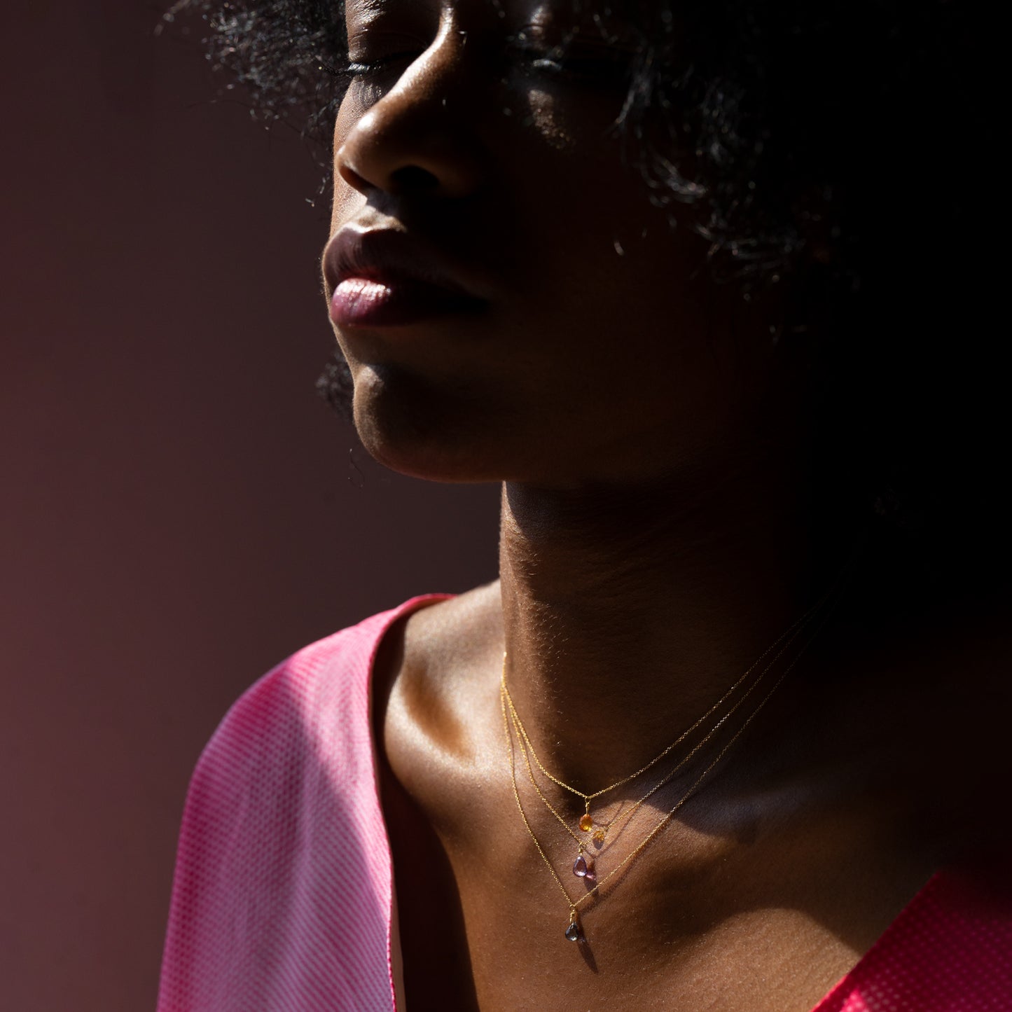 Sapphire Drop Necklace - Purple