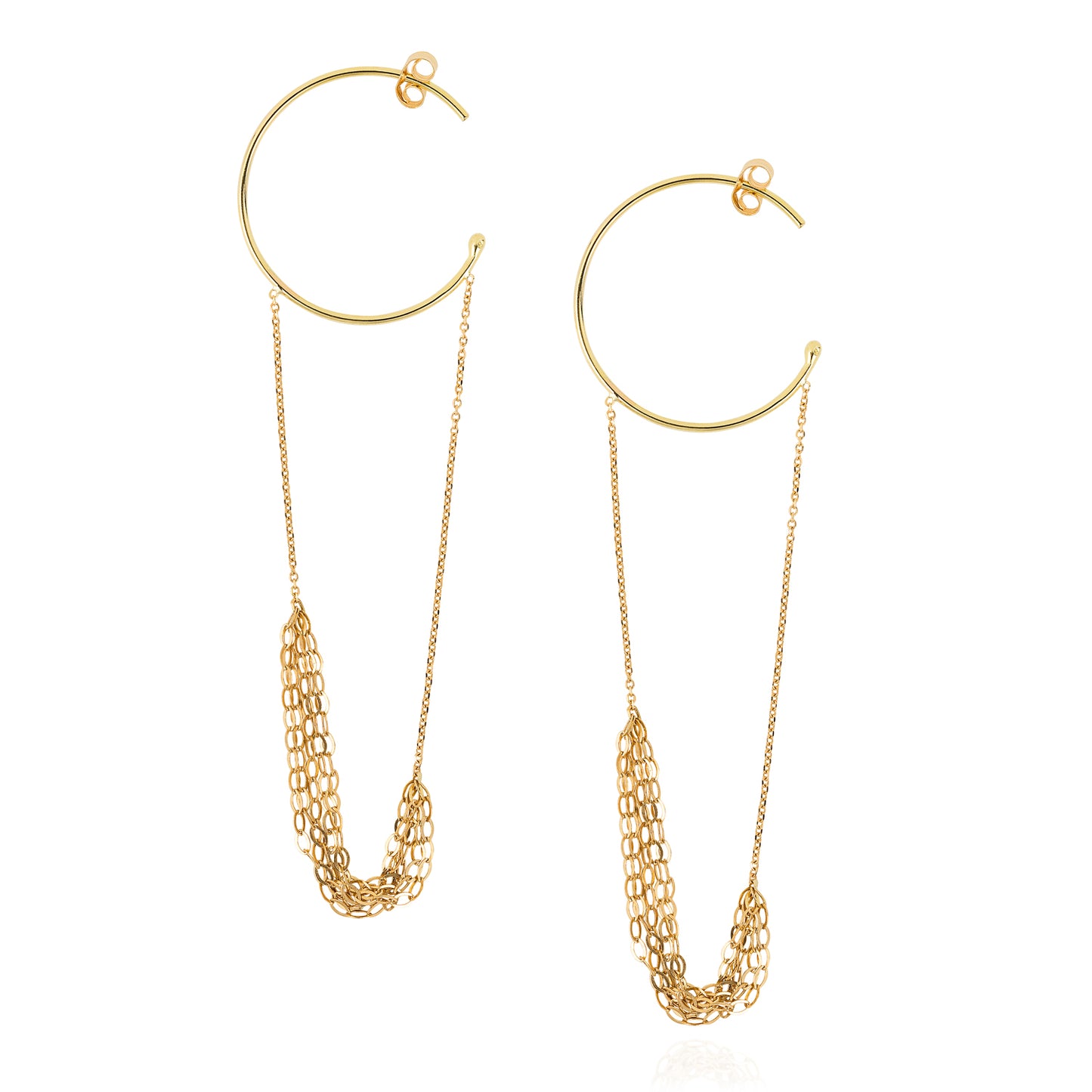 18ct yellow gold hoop with looped layered chains