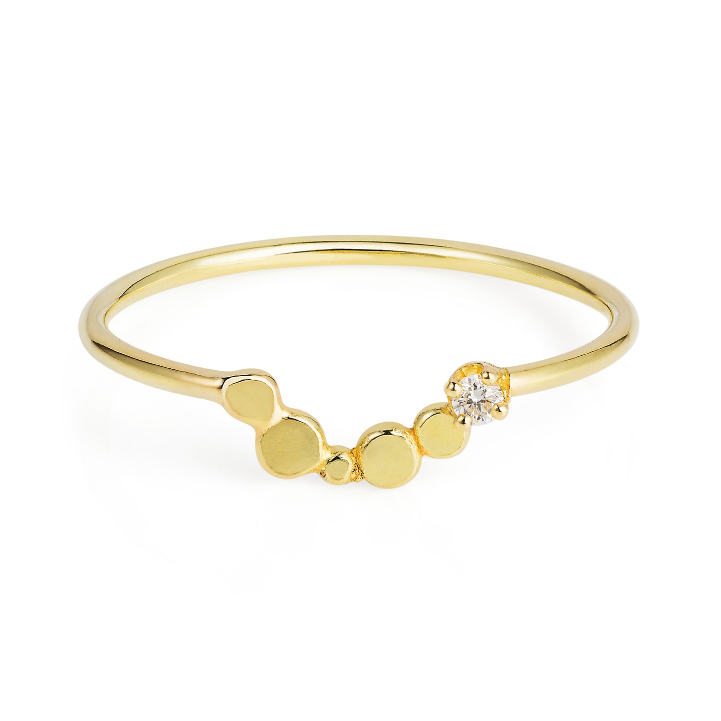 18 ct yellow gold curved bar Diamond ring Bits And Bobs Curved Bar Diamond Ring