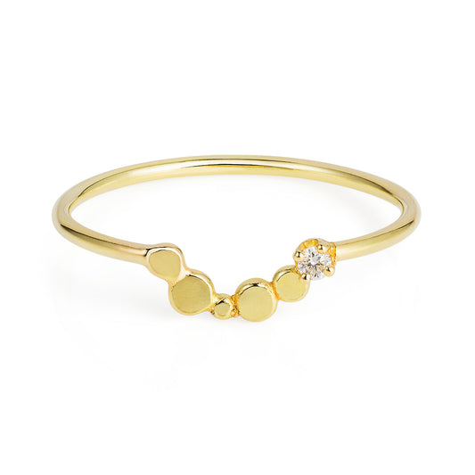 18 ct yellow gold curved bar Diamond ring Bits And Bobs Curved Bar Diamond Ring