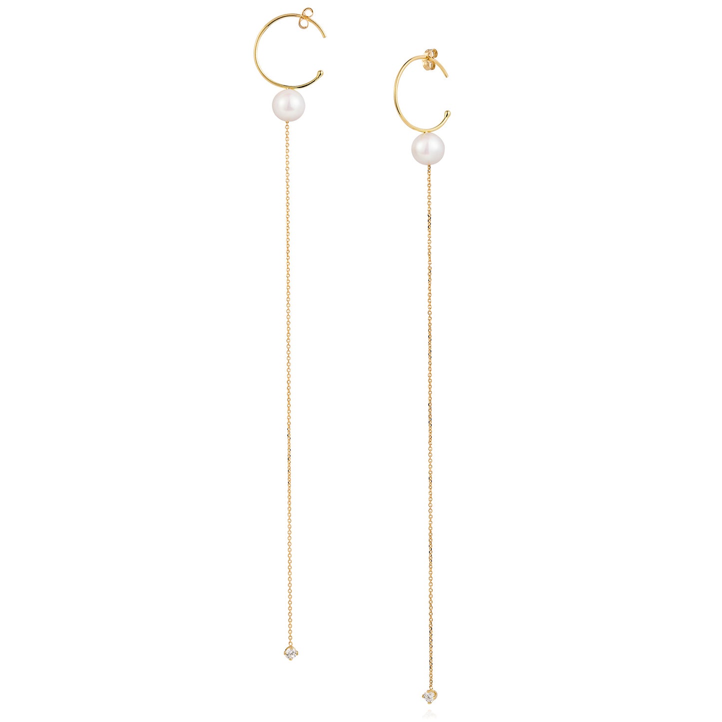 Pearl and Diamond Small Hoops