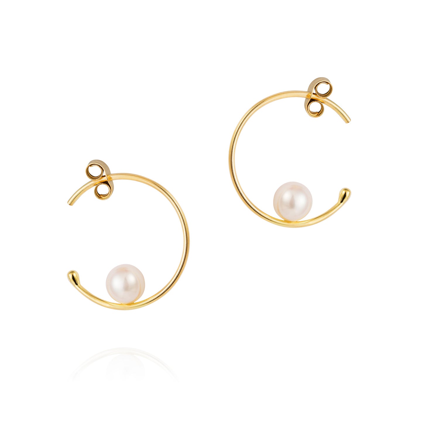 18ct yellow gold baby hoops with white pearls