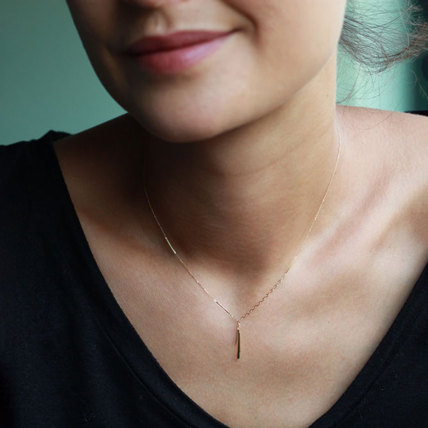 Sycamore Necklace with Hanging Bar Charm
