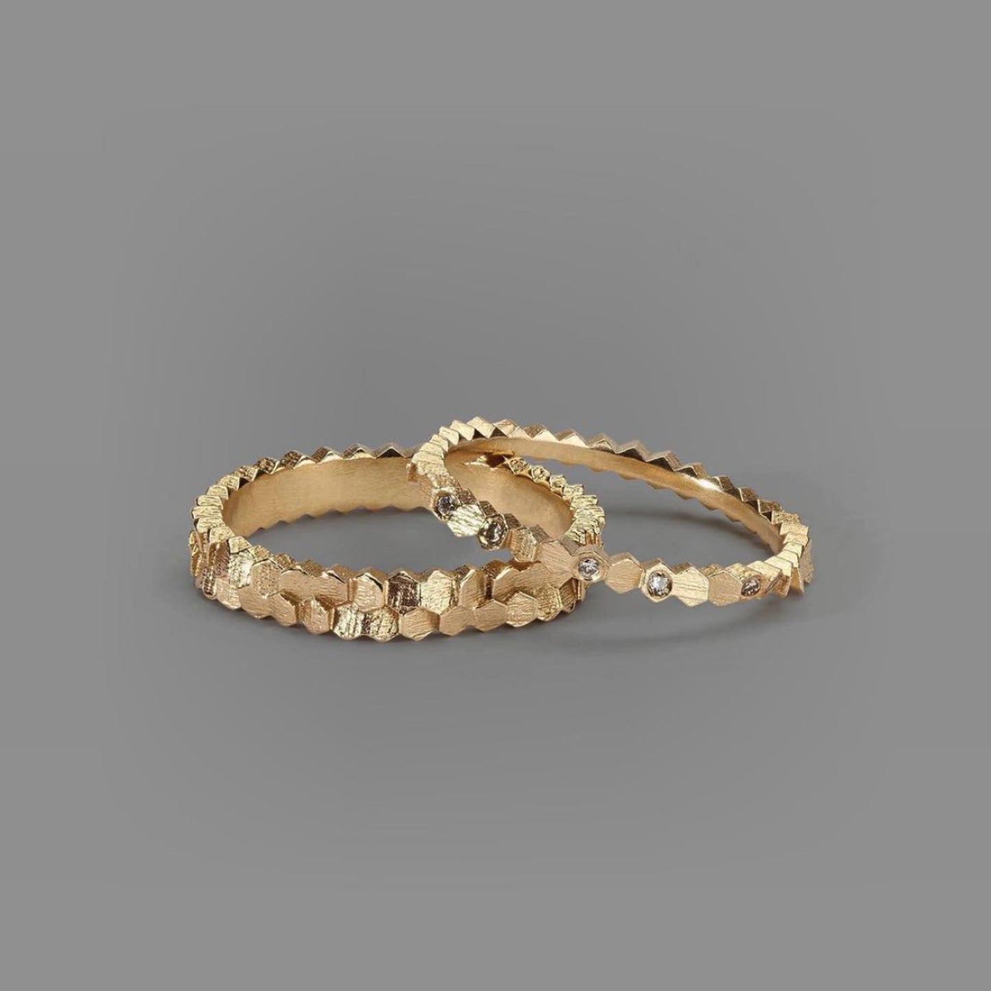 18ct gold Jo Hayes Ward Gold Diamond Single Hex Ring