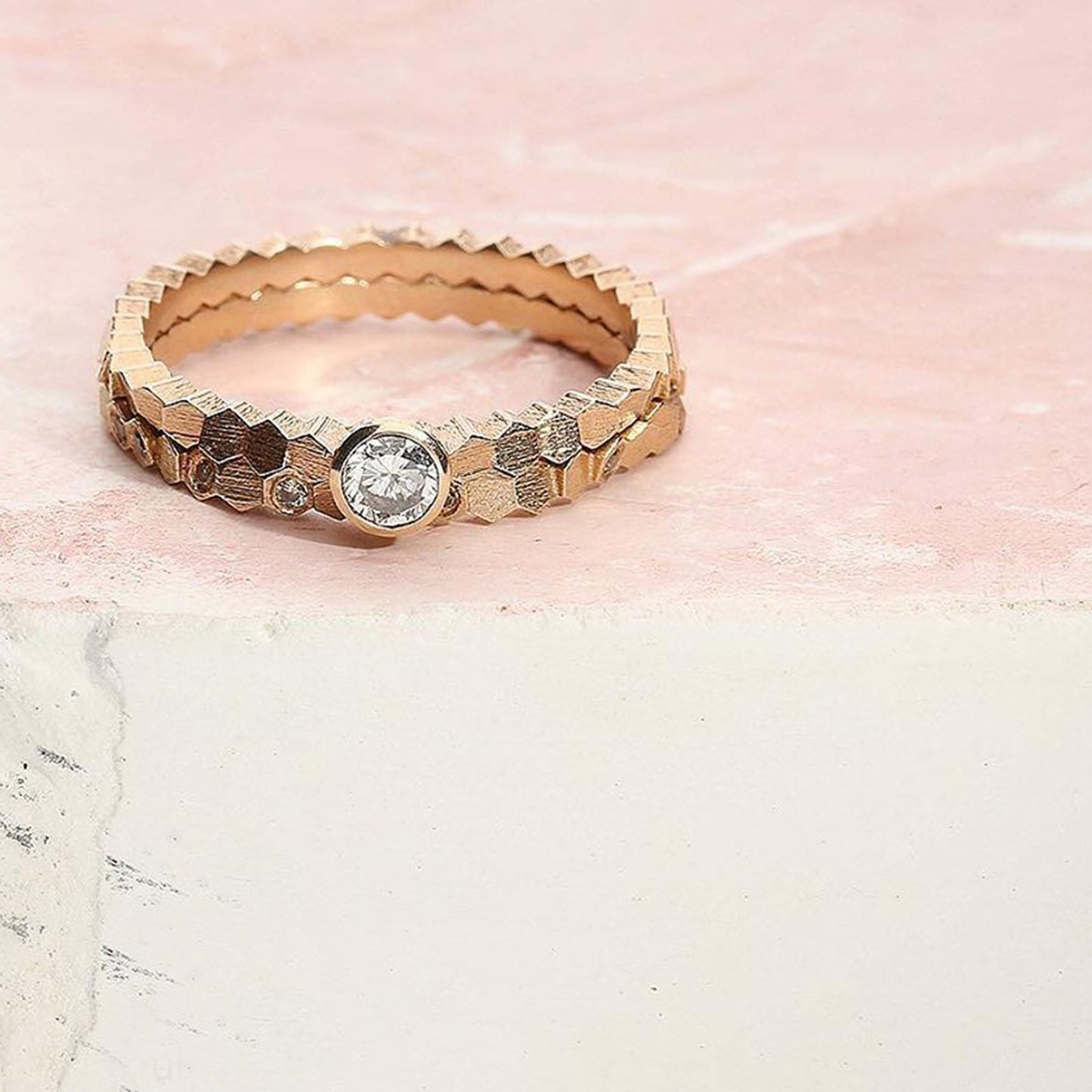 Jo Hayes Ward Diamond Hex Ring 18ct gold