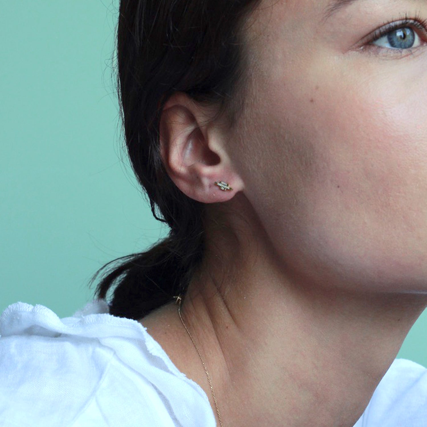 DECO DECADENCE DIAMOND PAVE STUD  ON MODEL