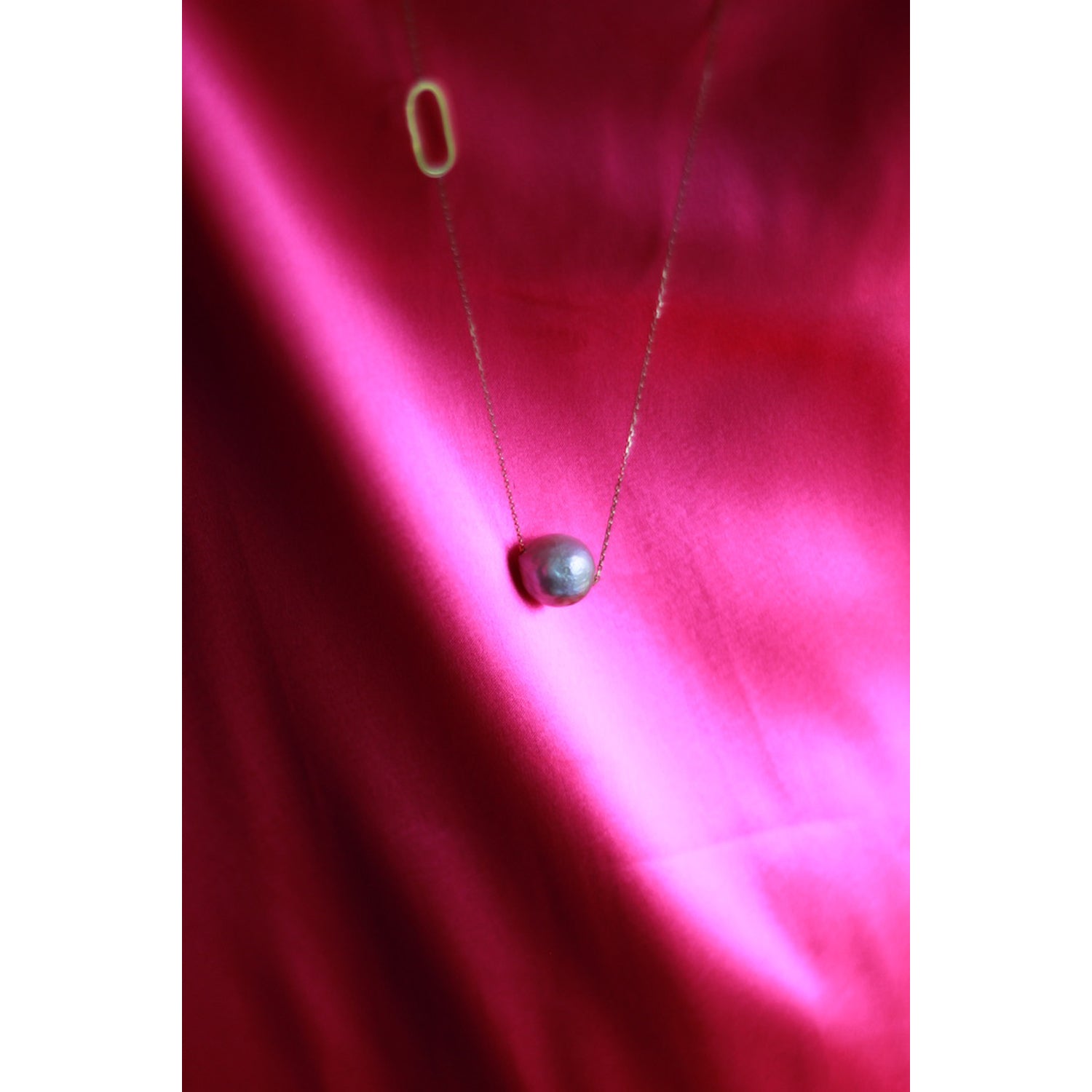 Linked with Love Long Necklace With Pink Baroque Pearl on model