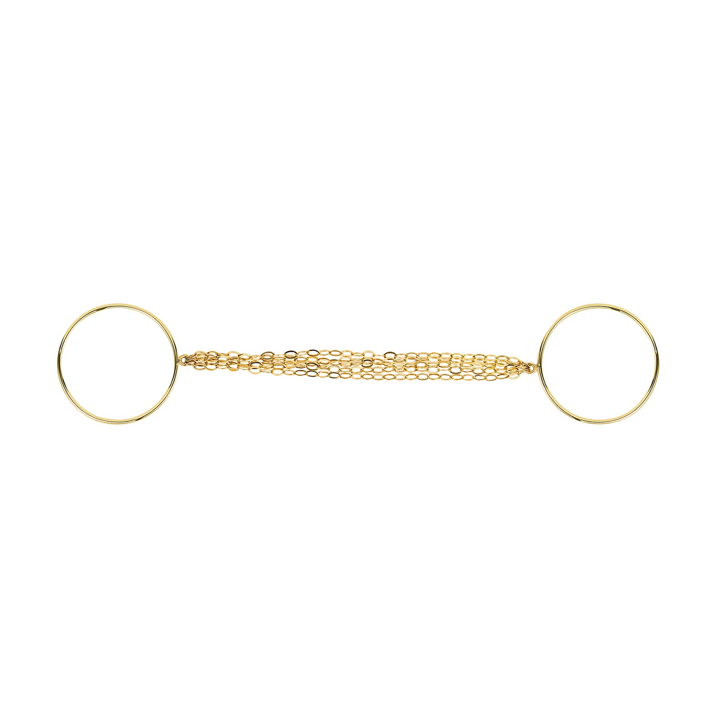 18ct yellow gold double ring with layered connecting chains