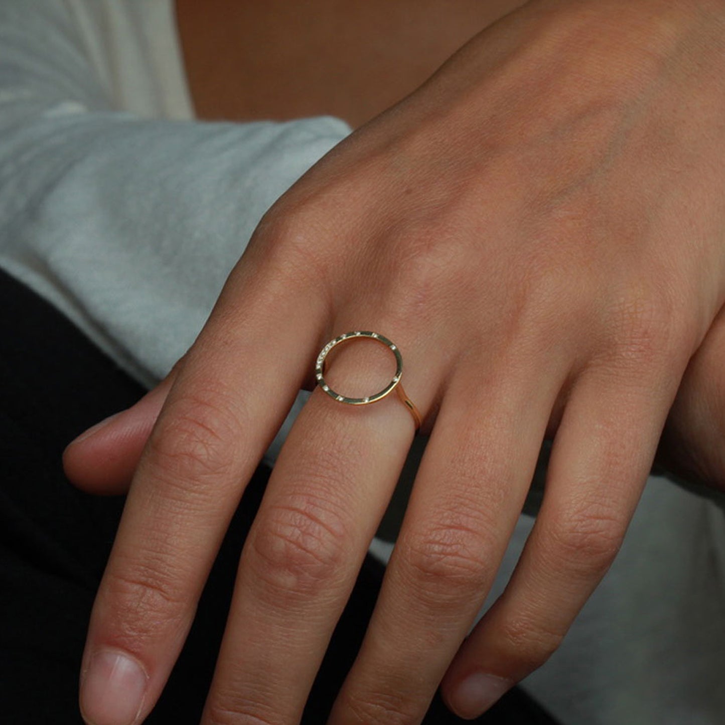 Raised Diamond Circle Ring