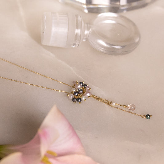 Sale Tail Necklace with Freshwater Pearls and Sapphire