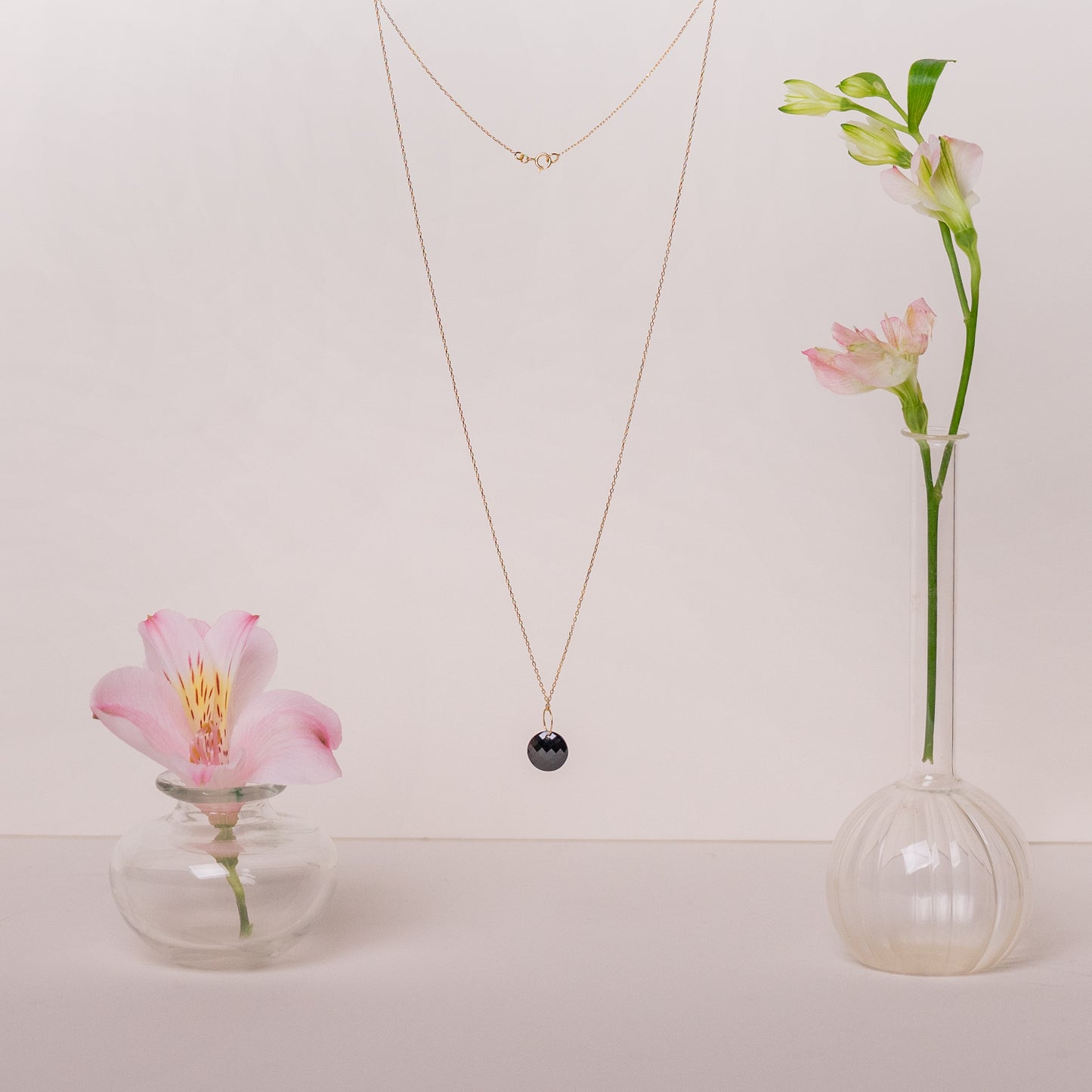 Sale Necklace with Black Garnet Small Disc