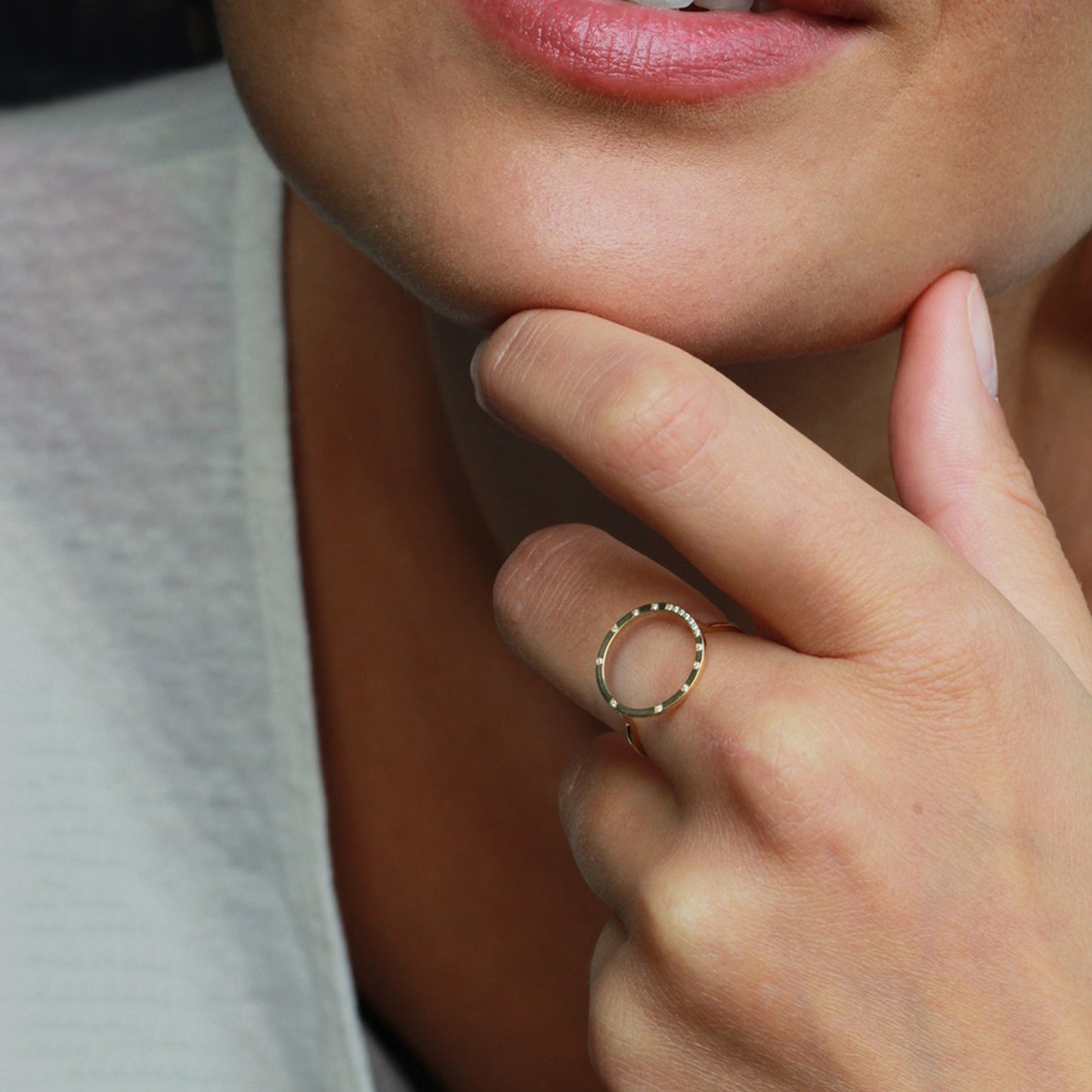 Raised Diamond Circle Ring