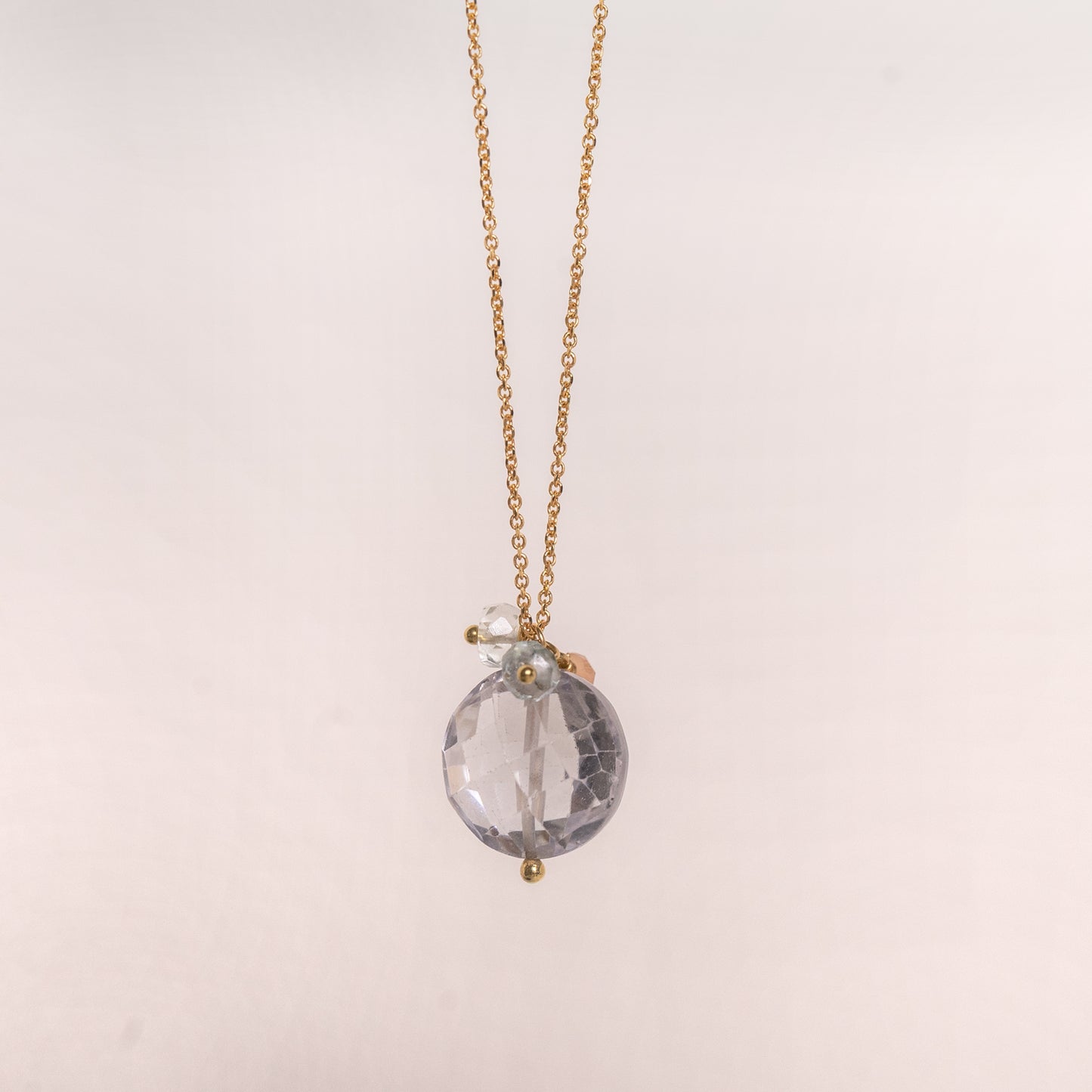 Sale Grey Topaz Coin Necklace with Multi Semi Precious Stones