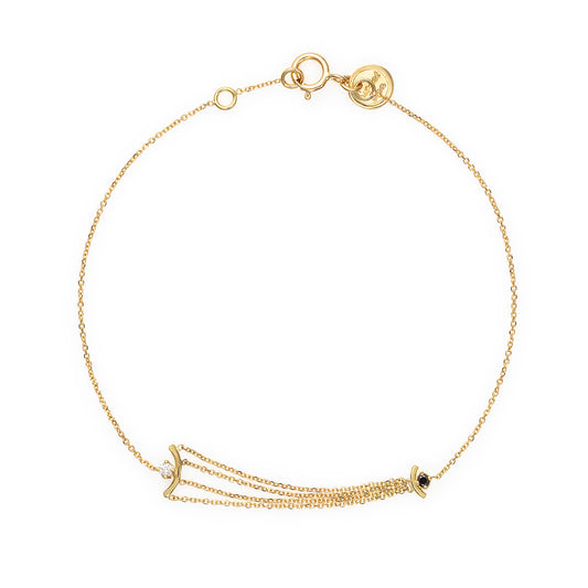 Sweet Pea 18ct yellow gold Nouveau Now black and white diamond layered bracelet.