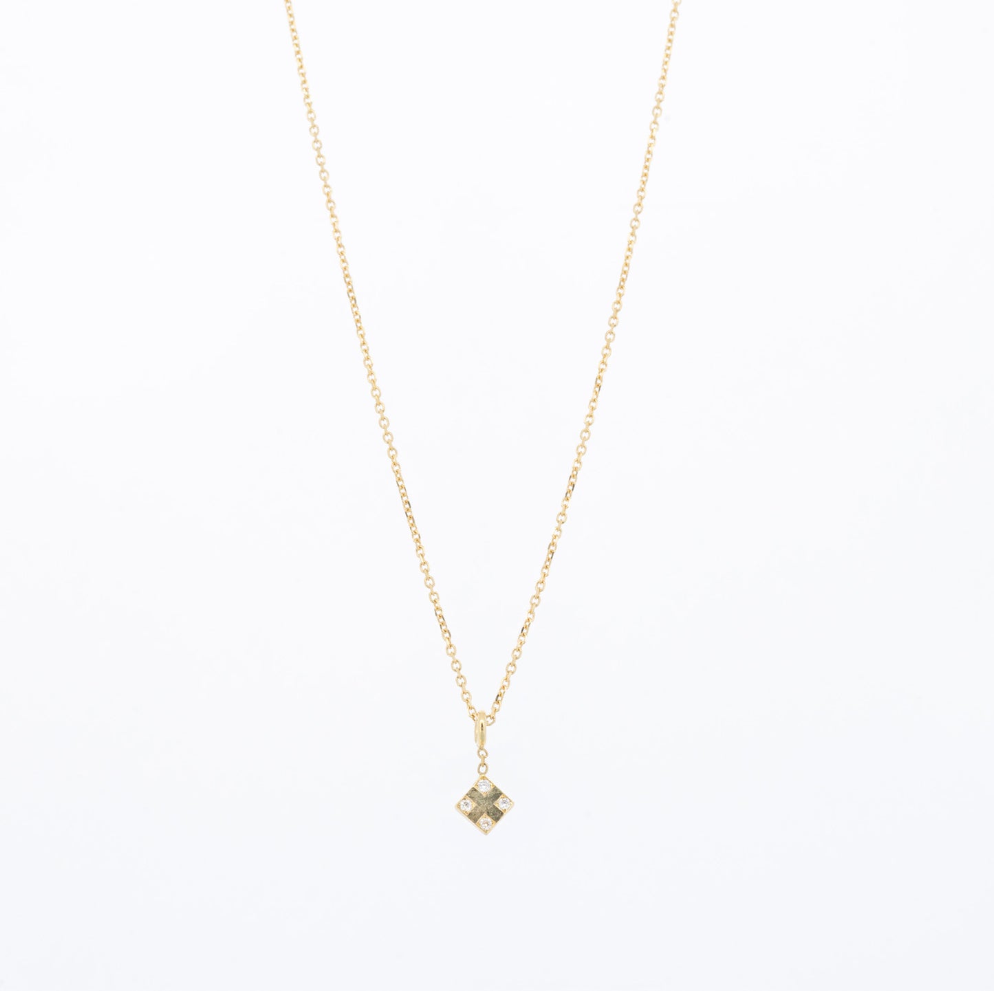 Sale Diamond Dice Square Pendant Necklace