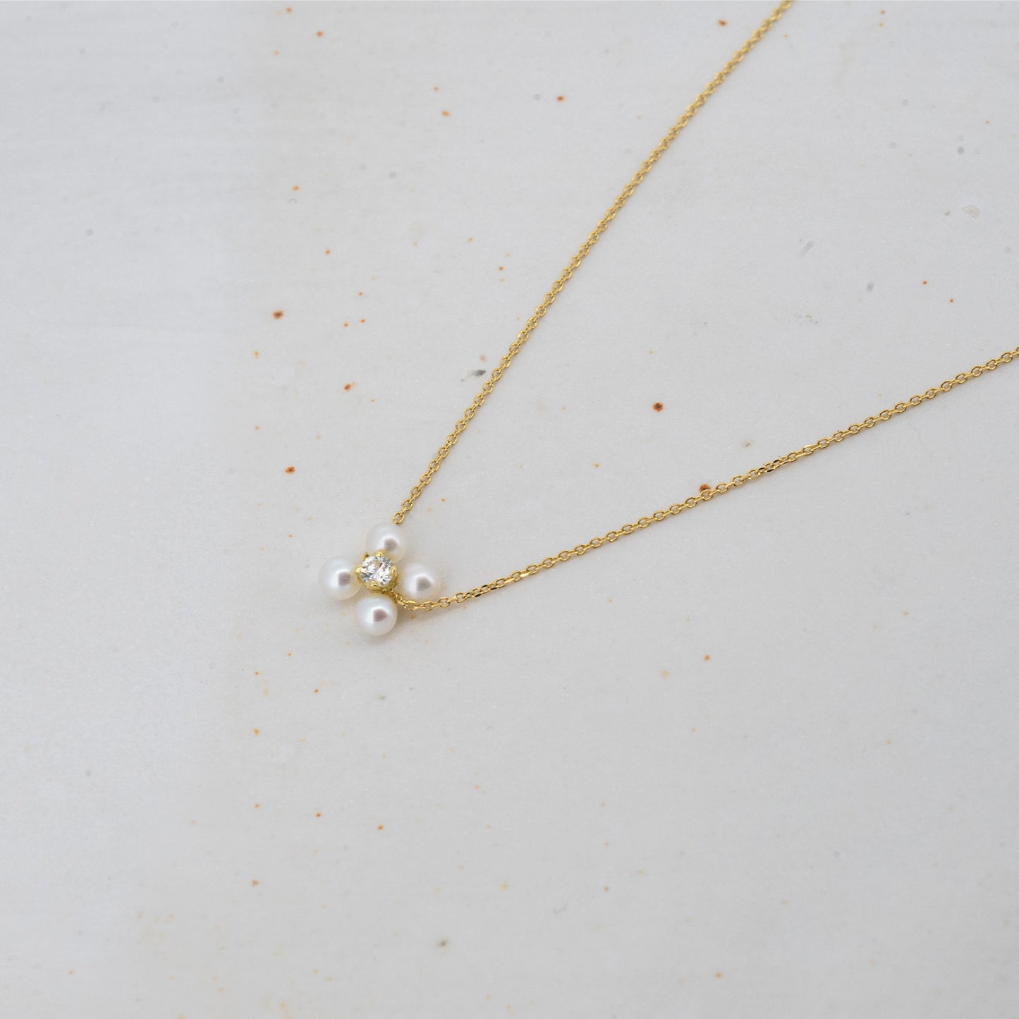 Sale Pearl and White Diamond Flower Necklace