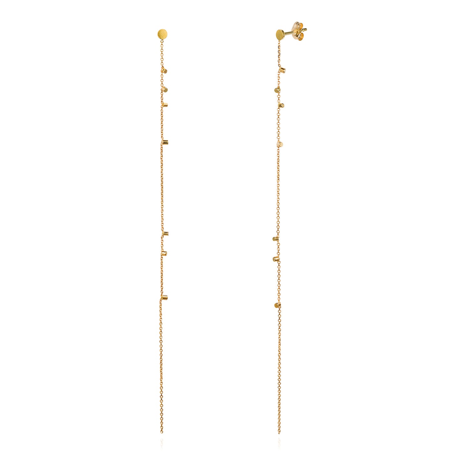 These lovely 18ct yellow single strip earrings sprinkled with a shimmering of gold embellishments are part of our Gold Dust Collection. Glamourous and chic they are the perfect addition to any outfit.