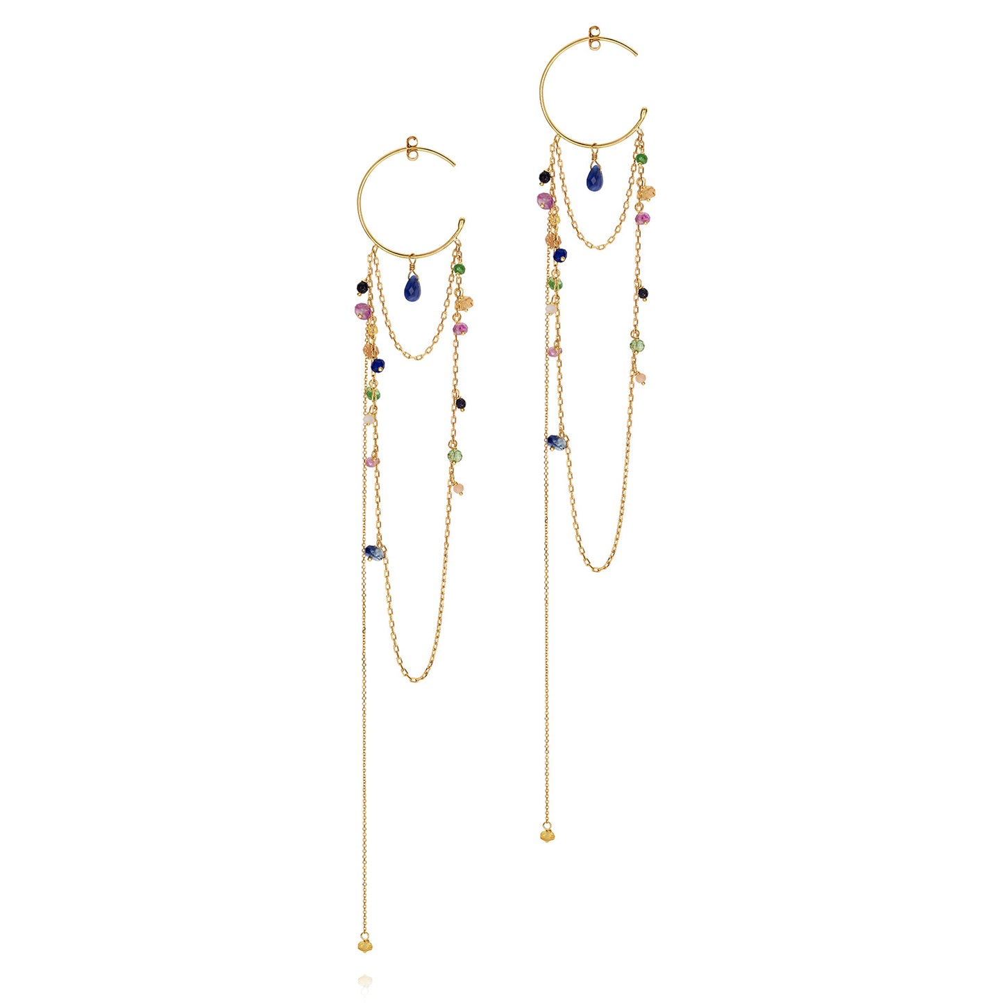 Rainbow Small Hoops with Looped Chain