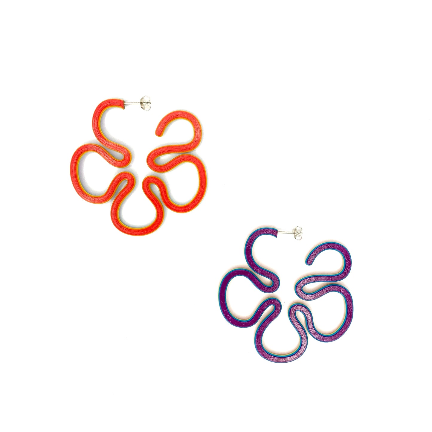 Zoe Sherwood Stripe Rainbow Flower Small Hoop Earrings