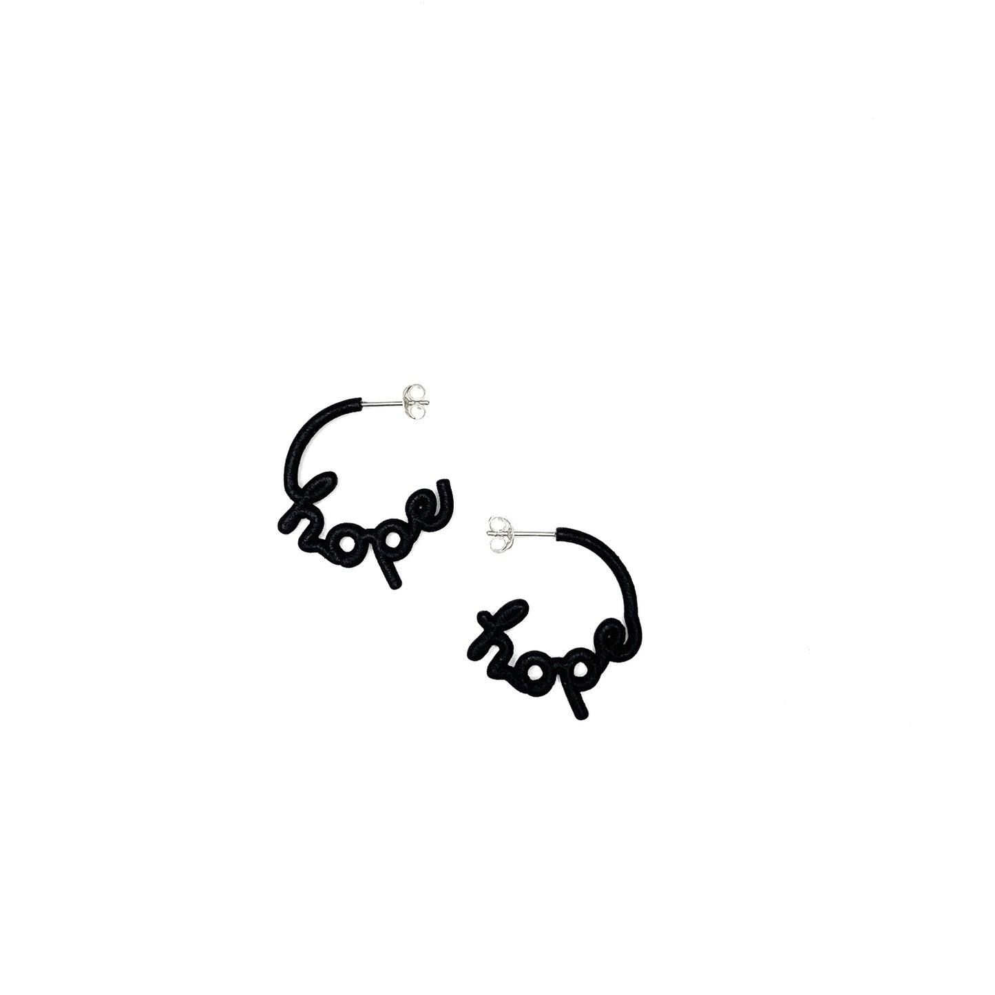Zoe Sherwood Small 'Hope' Hoop This is ‘Hope’ Hoop earrings black