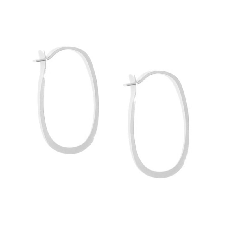 Large Forged Silver Oval Hoops