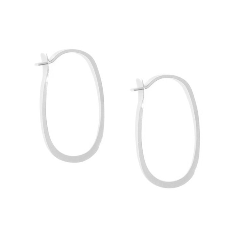 Melissa Joy Manning Large Forged Silver Oval Hoops