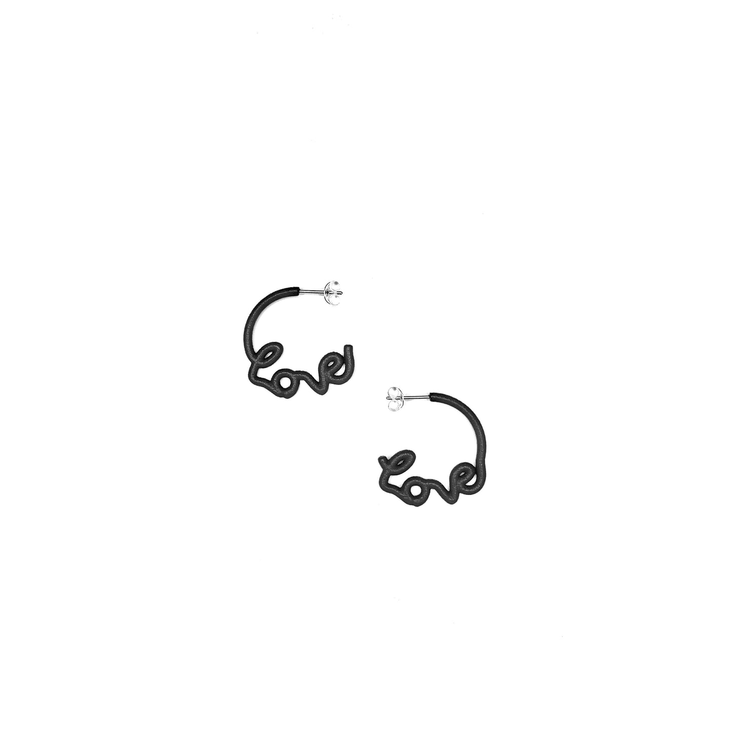 Zoe Sherwood Small 'Love' Hoops black