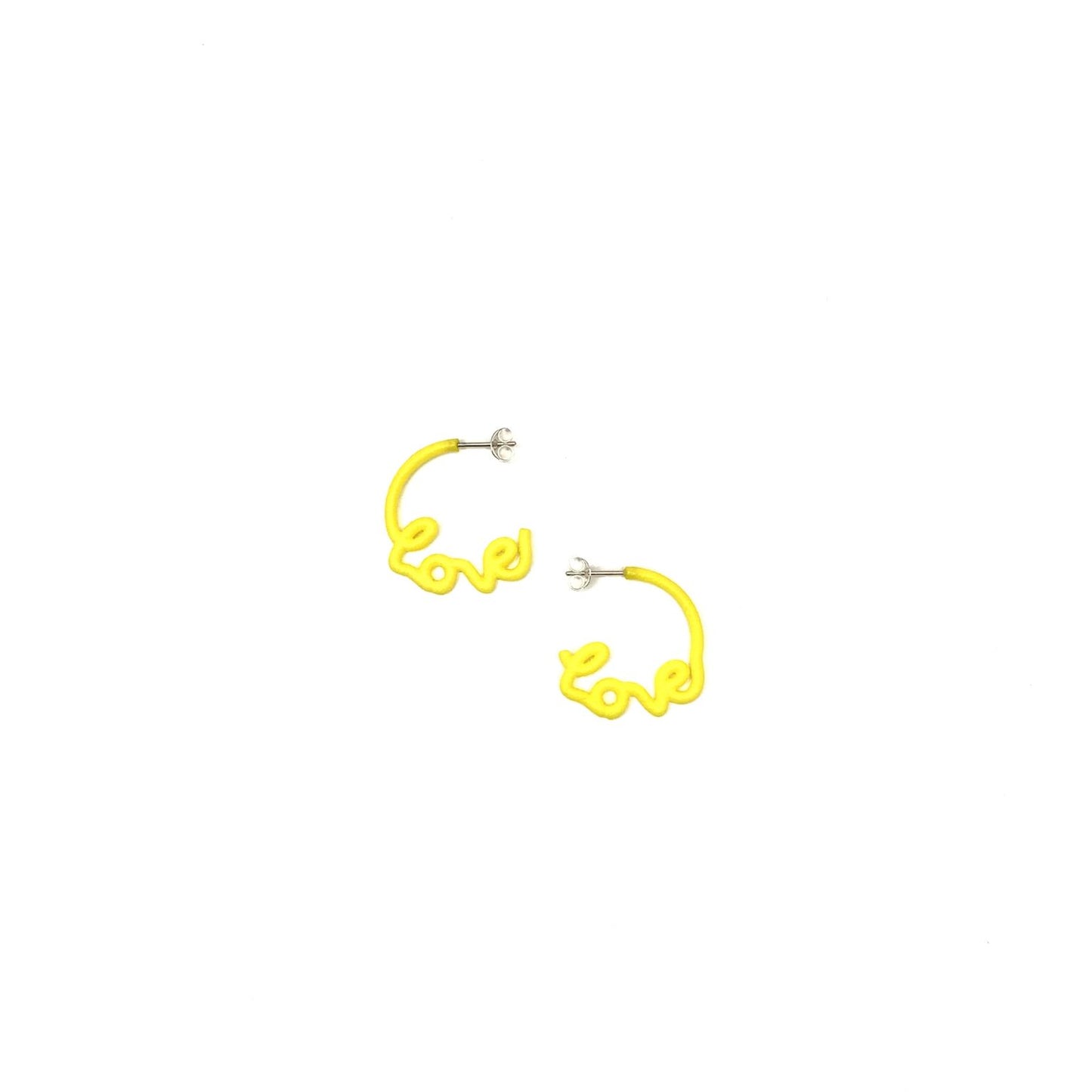 Zoe Sherwood Small 'Love' Hoops yellow