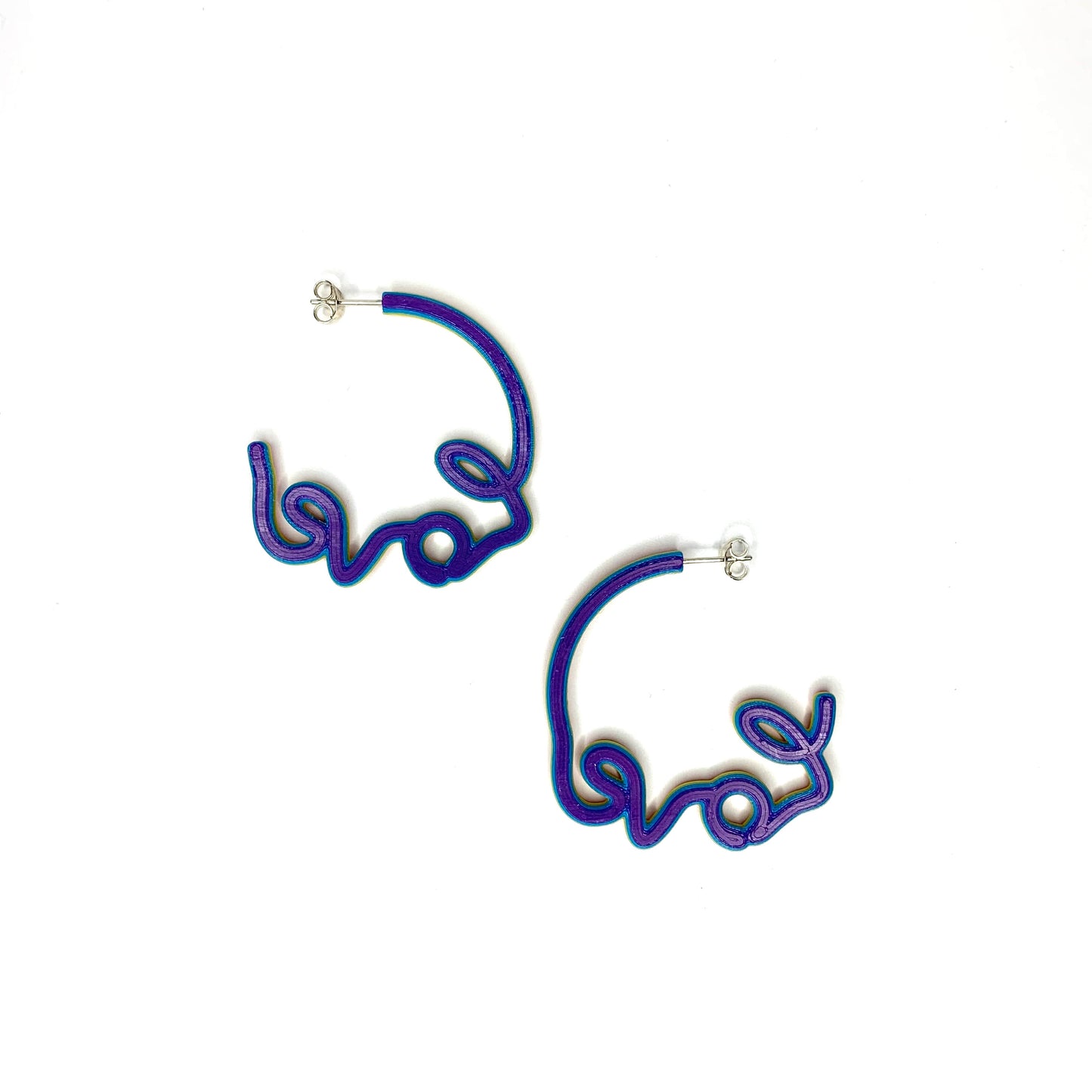 Zoe Sherwood Stripe Rainbow Love Medium Hoop Earrings