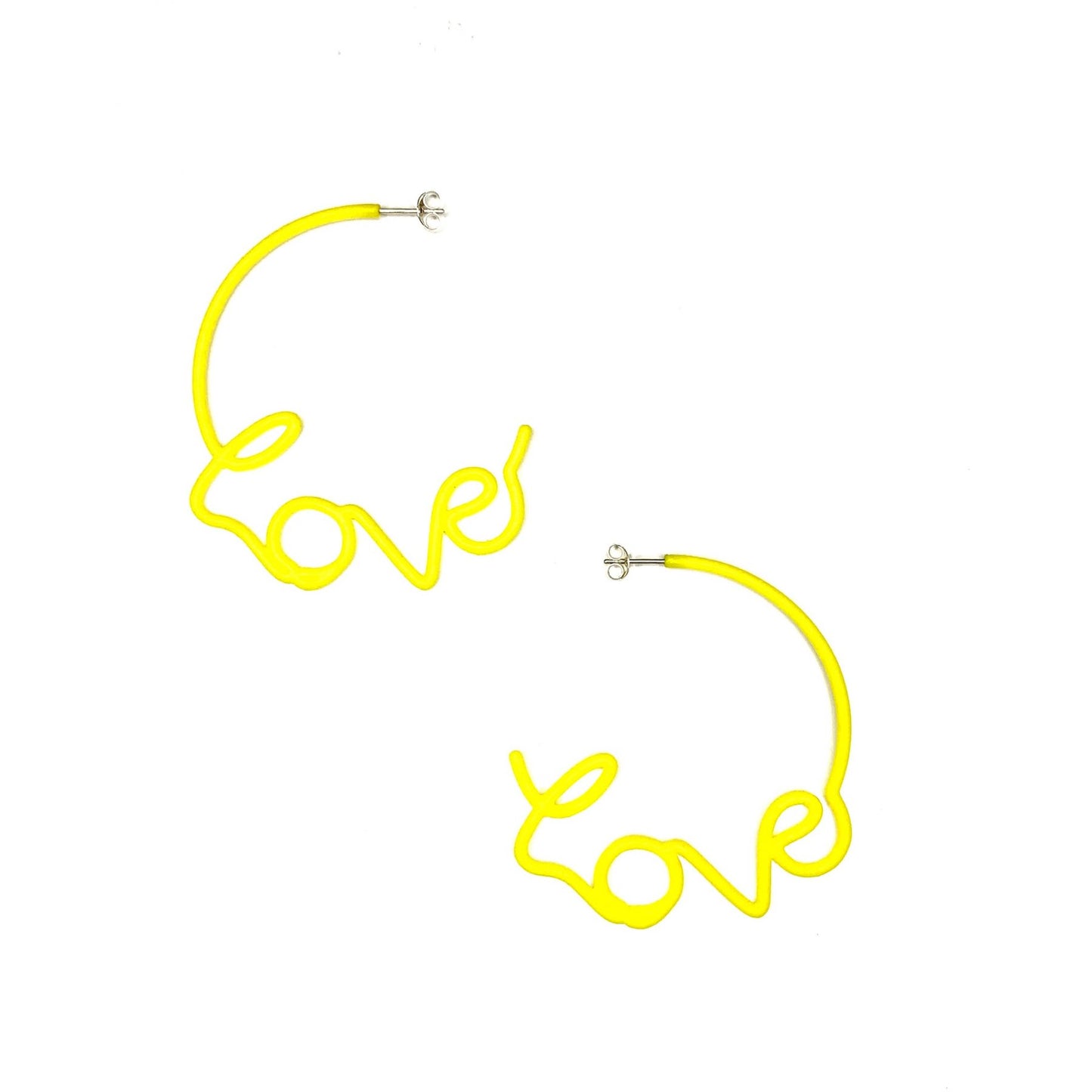 Zoe Sherwood Medium 'Love' Hoops yellow
