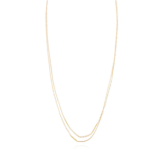 18ct yellow gold long chain necklace with inserted  golden bars