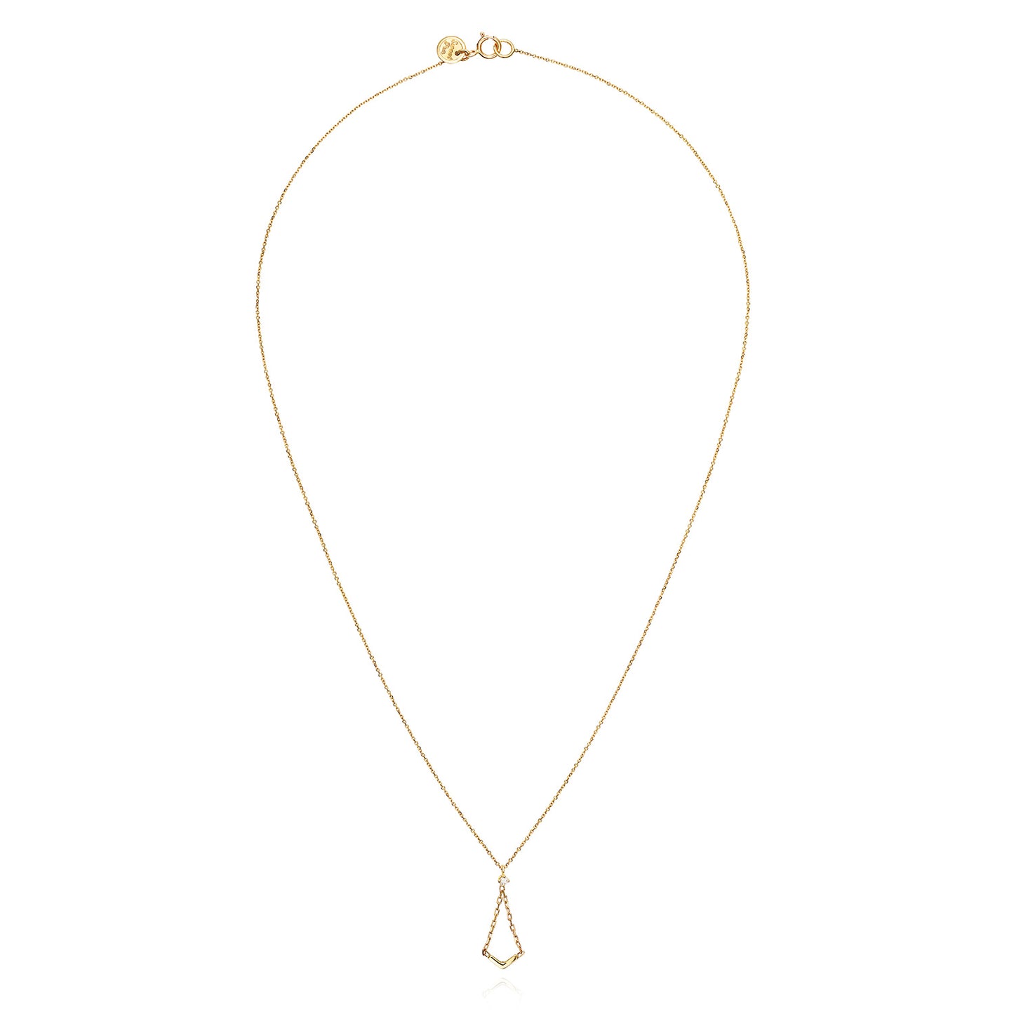 18ct yellow gold necklace with diamond and small V-shaped charm